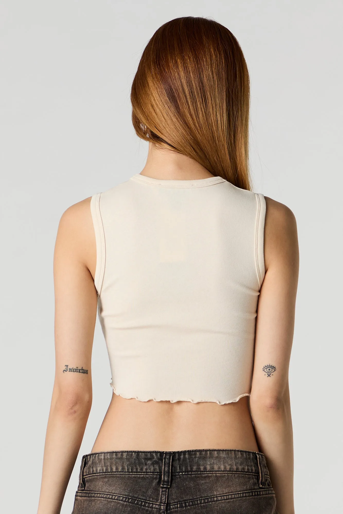 Western Graphic Washed Ribbed Asymmetrical Tank sold by Urban Planet product image thumbnail 2