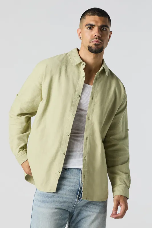 Textured Button-Up Long Sleeve Top sold by Urban Planet