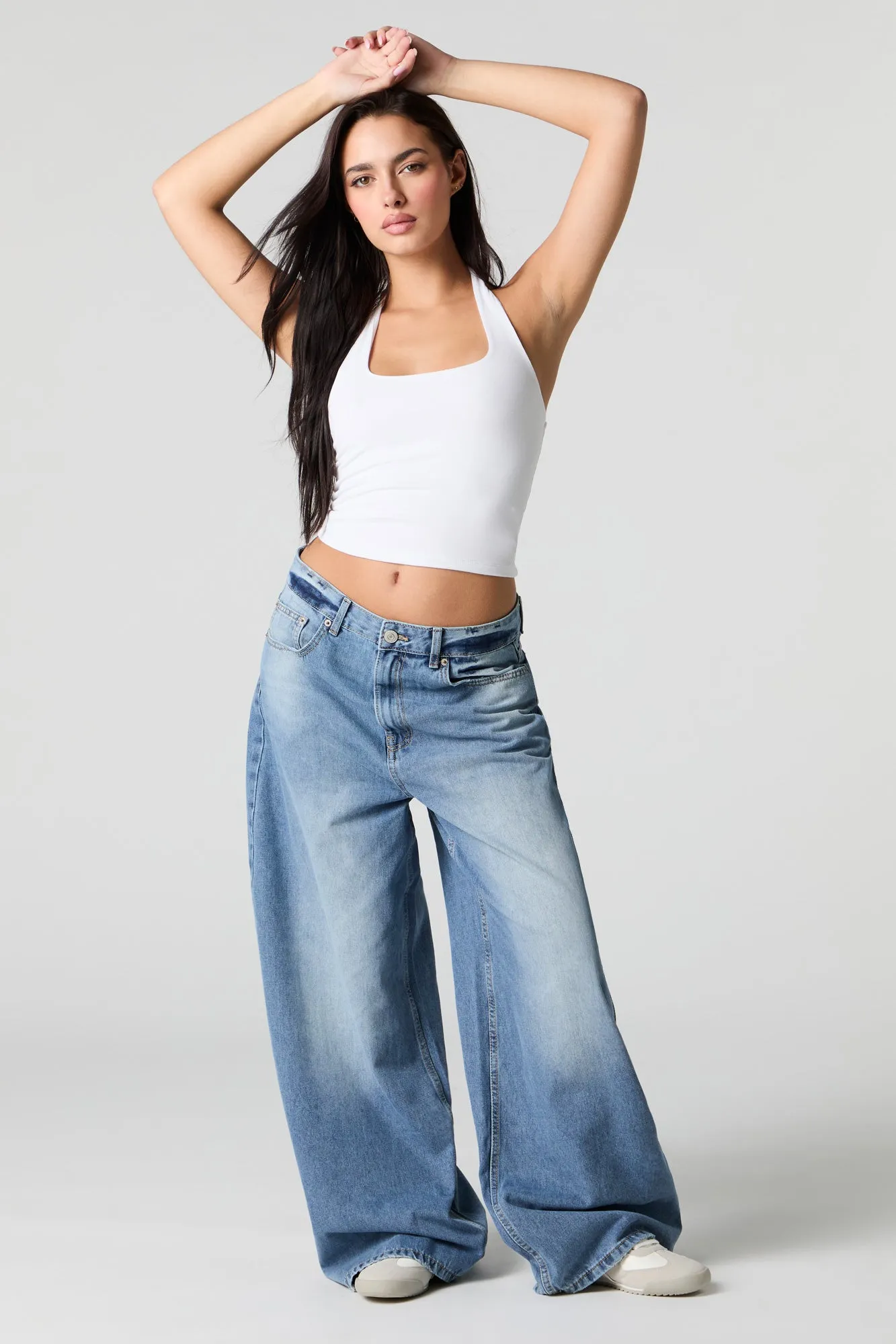 Jean rigide baggy à taille basse et jambe large sold by Urban Planet product image thumbnail 4