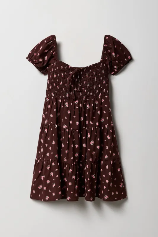 Robe volantée smockée fleurie pour fille sold by Urban Planet
