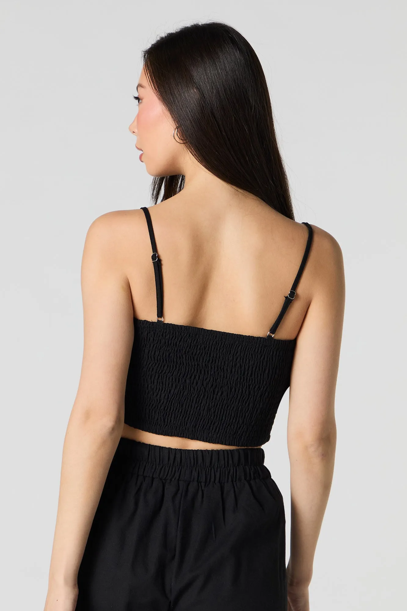 Linen-Blend Keyhole Drawstring Front Cami sold by Urban Planet product image thumbnail 5