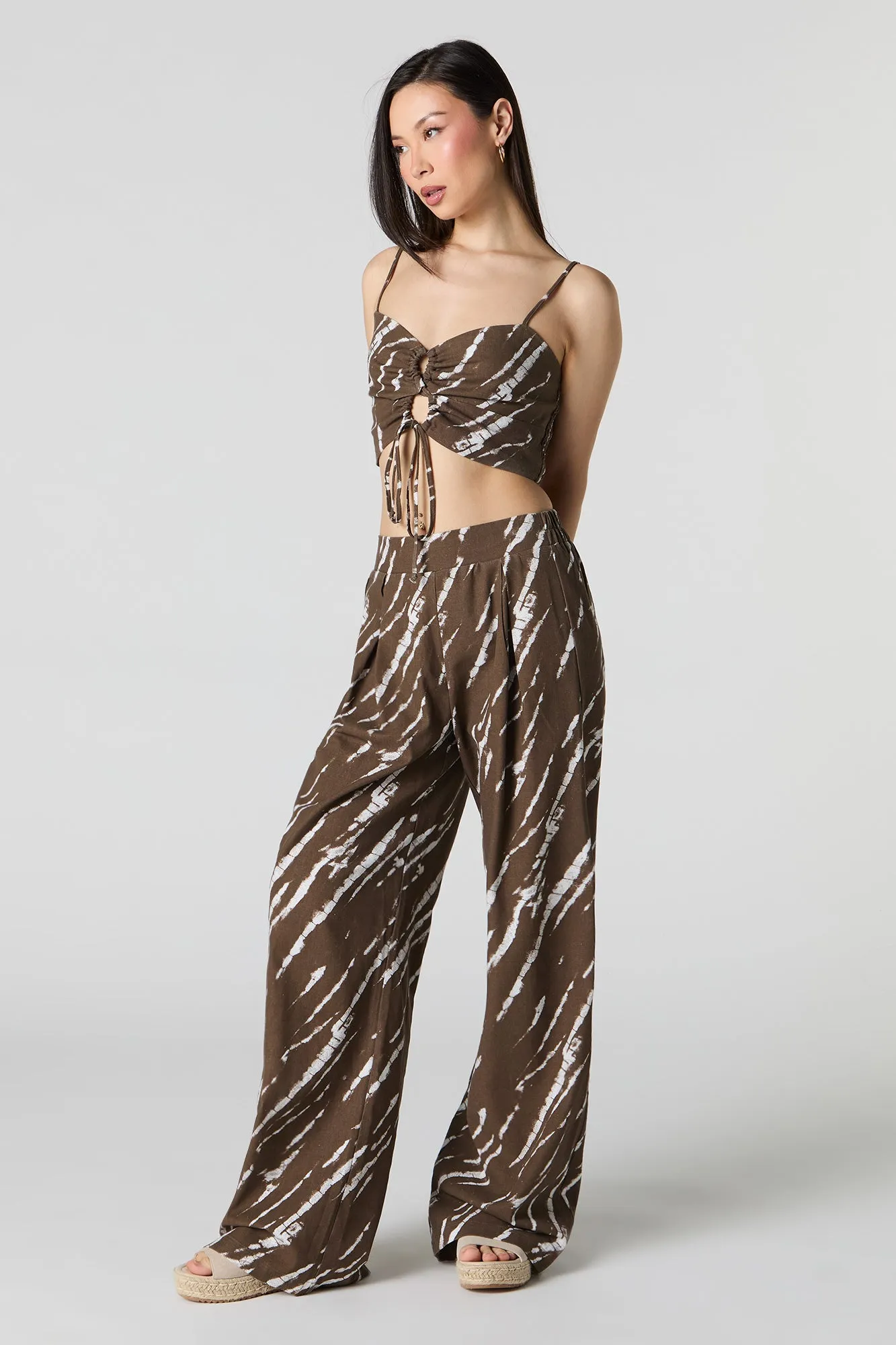 Camisole en mélange de lin avec ouverture en goutte et taille coulissante sold by Urban Planet product image thumbnail 3