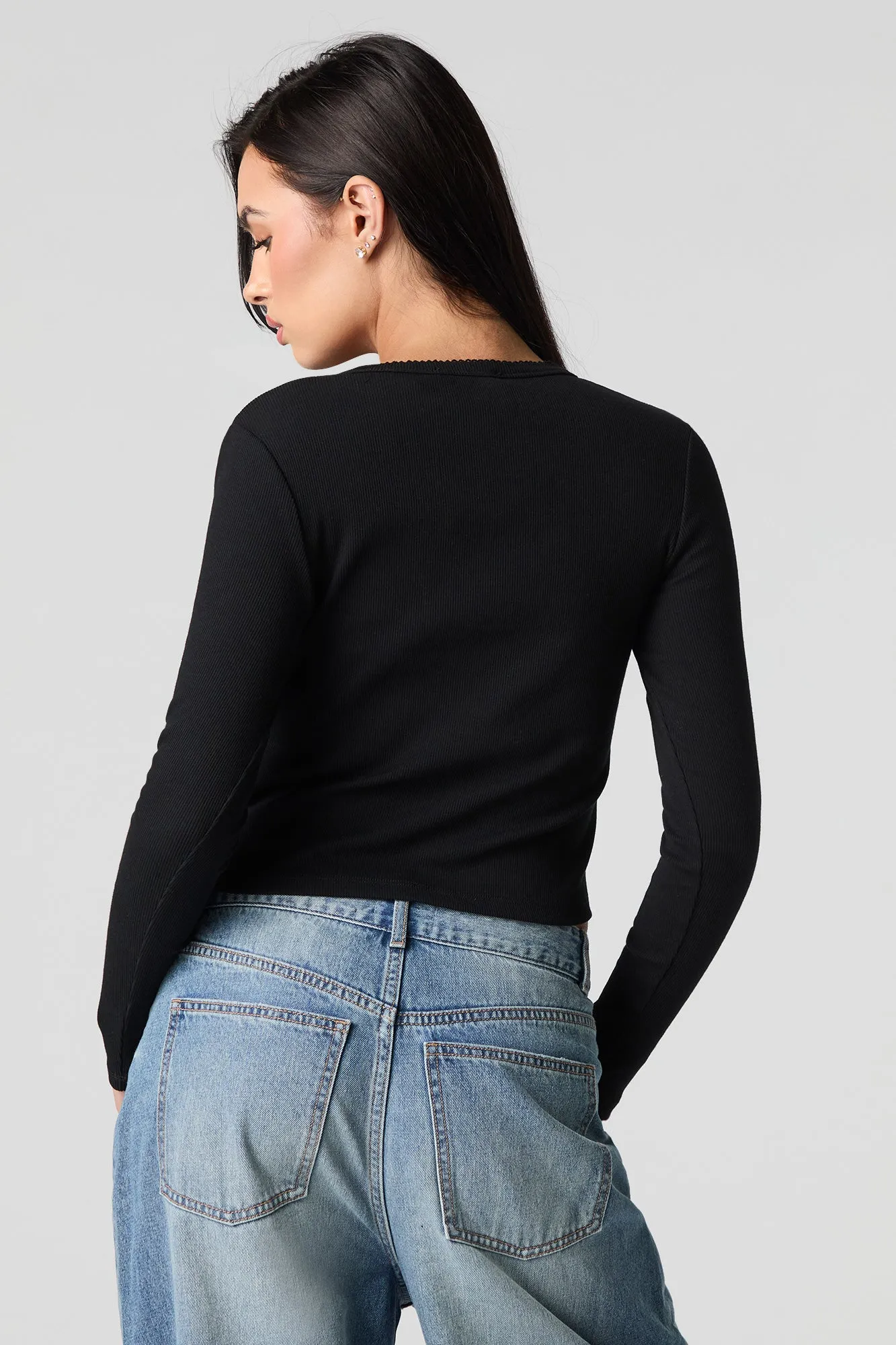 Ribbed Button-Up Cardigan Top sold by Urban Planet product image thumbnail 5