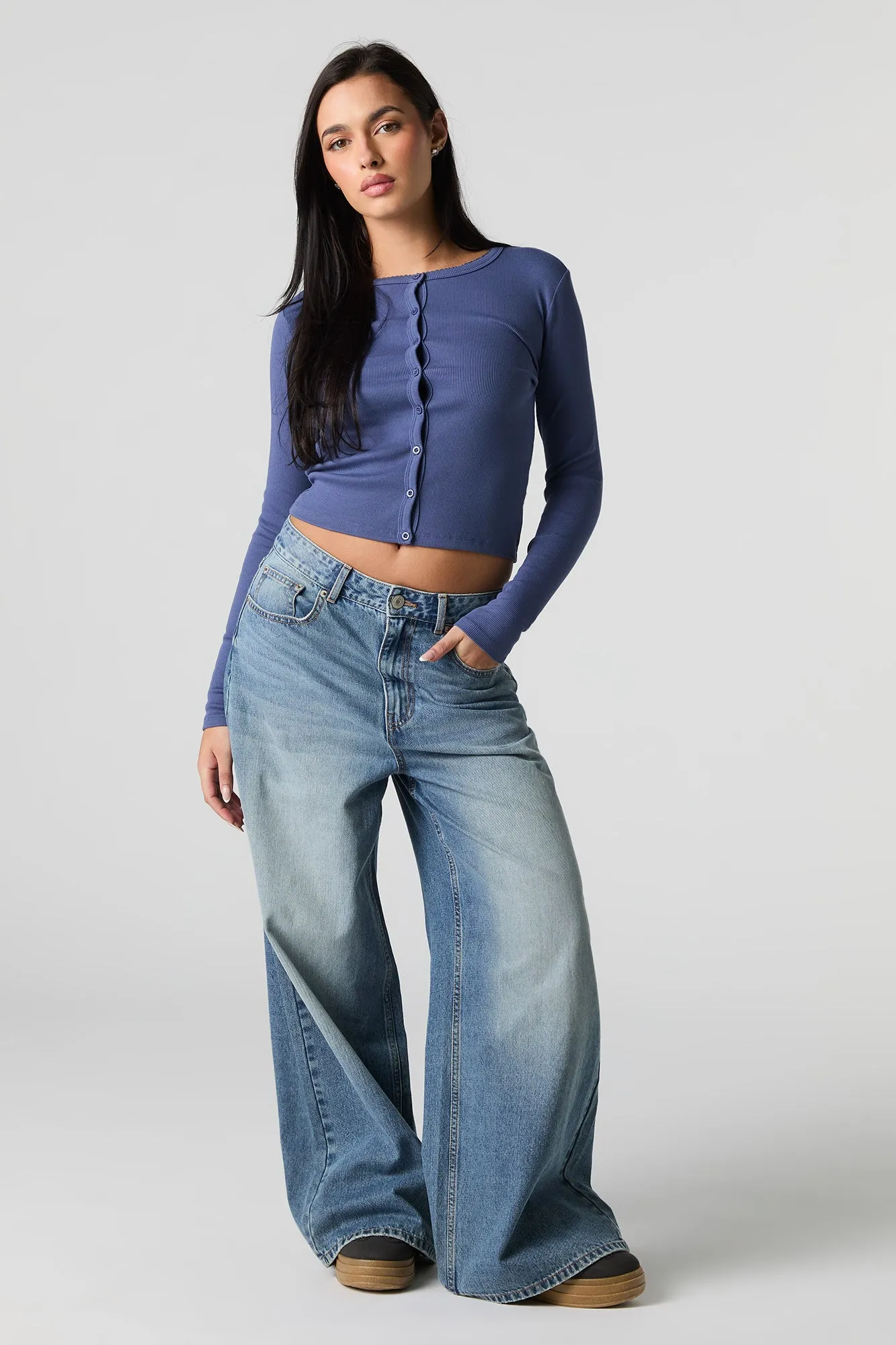 Ribbed Button-Up Cardigan Top sold by Urban Planet product image thumbnail 3