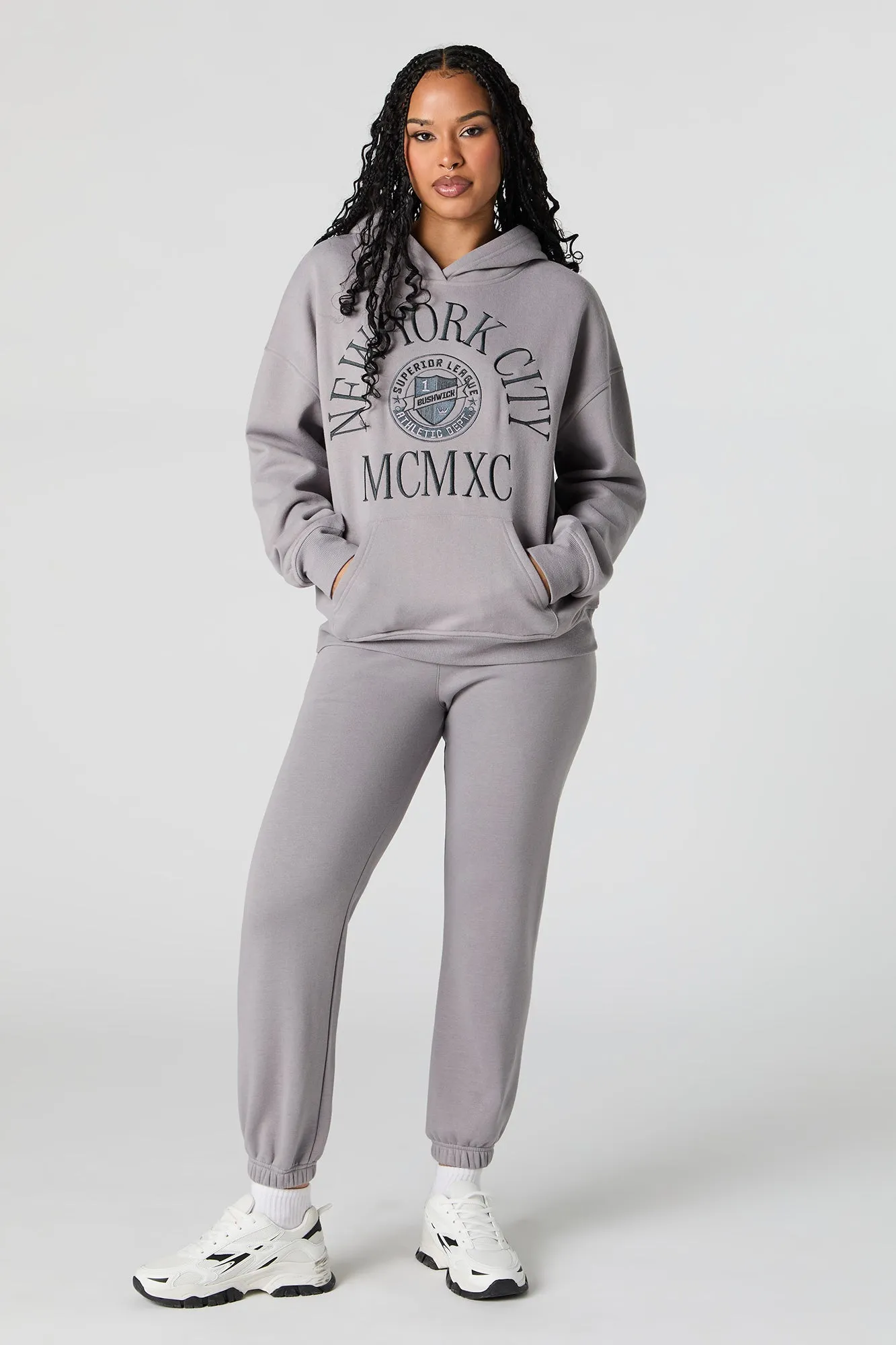 City Embroidered Oversized Fleece Hoodie sold by Urban Planet product image thumbnail 3