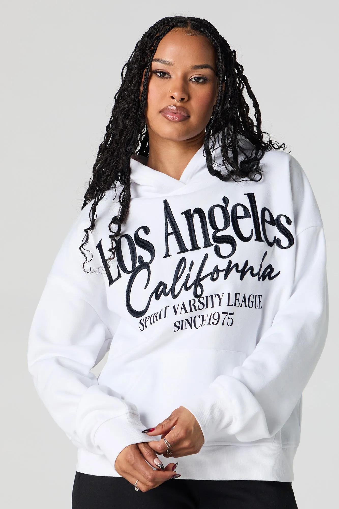 City Embroidered Oversized Fleece Hoodie sold by Urban Planet product image thumbnail 4