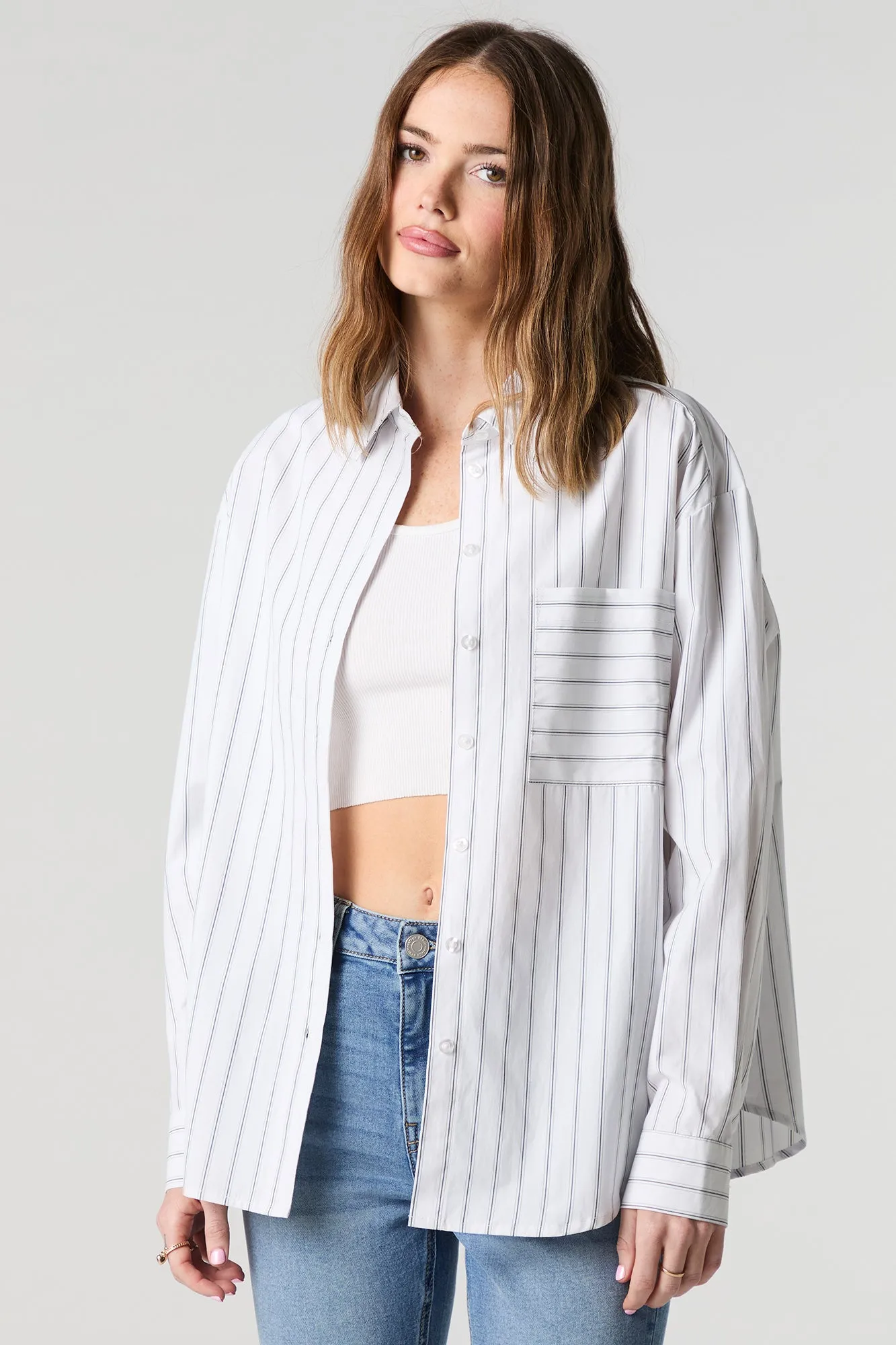 Haut boutonné rayé surdimensionné sold by Urban Planet product image thumbnail 4