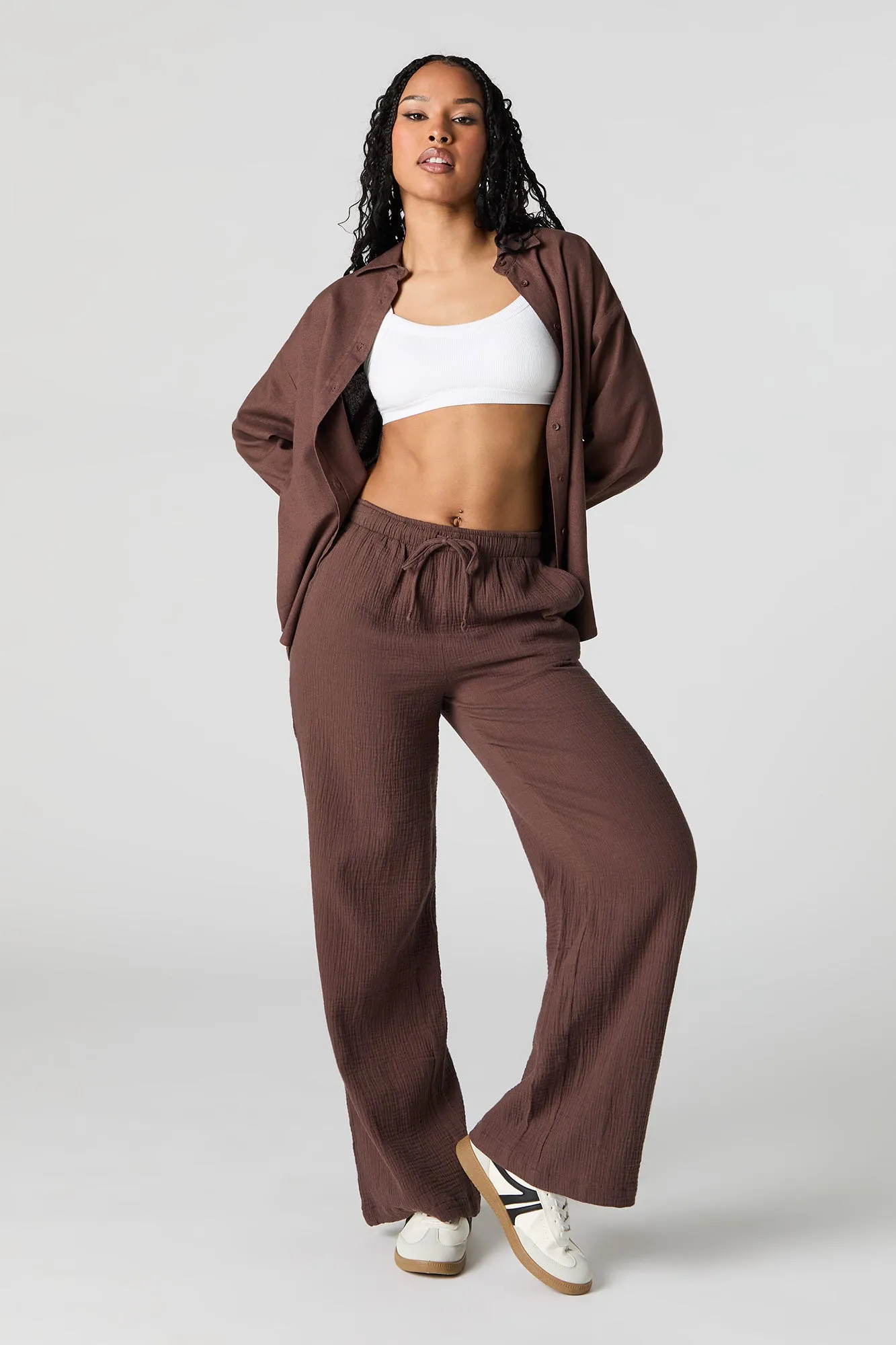 Linen-Blend Oversized Button-Up Top sold by Urban Planet product image thumbnail 3