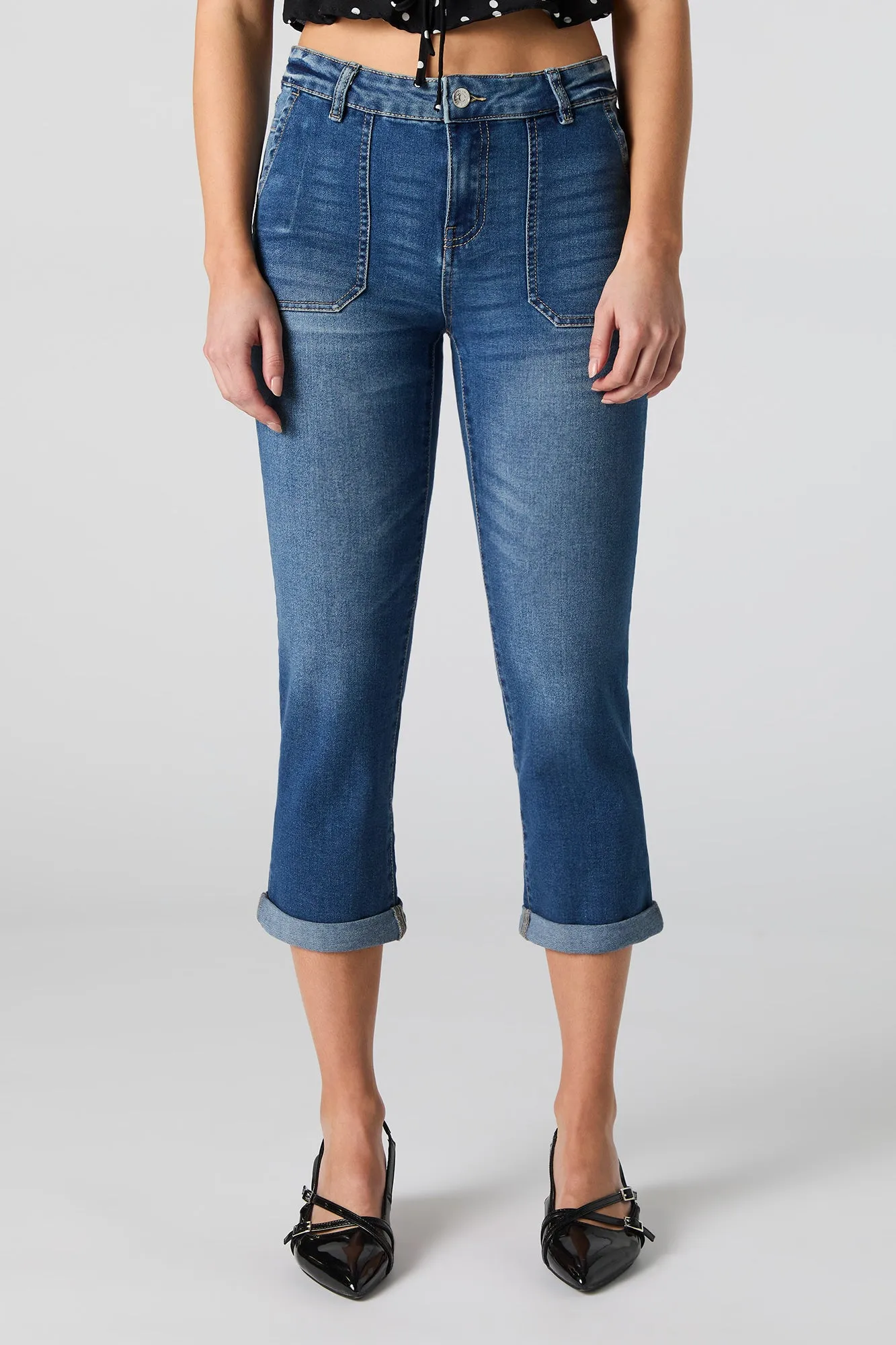 Capri en denim extensible à ourlet roulé sold by Urban Planet product image thumbnail 2