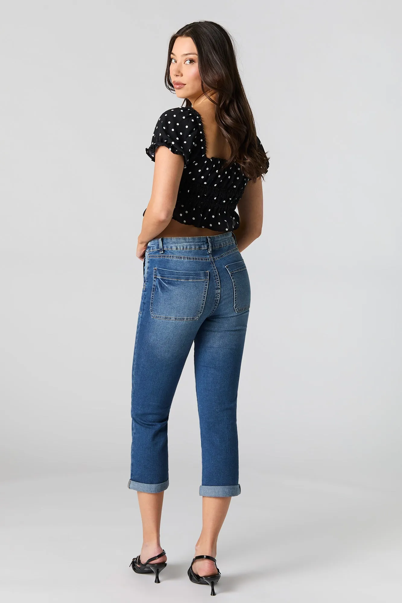 Capri en denim extensible à ourlet roulé sold by Urban Planet product image thumbnail 3