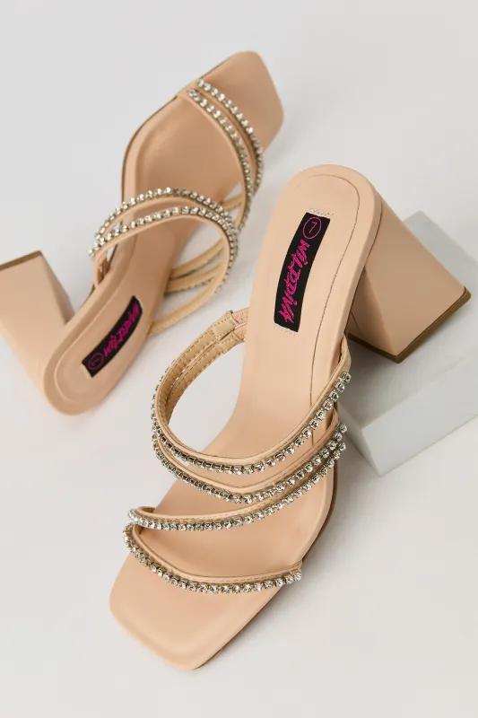 Rhinestone Strappy Block Heel sold by Urban Planet