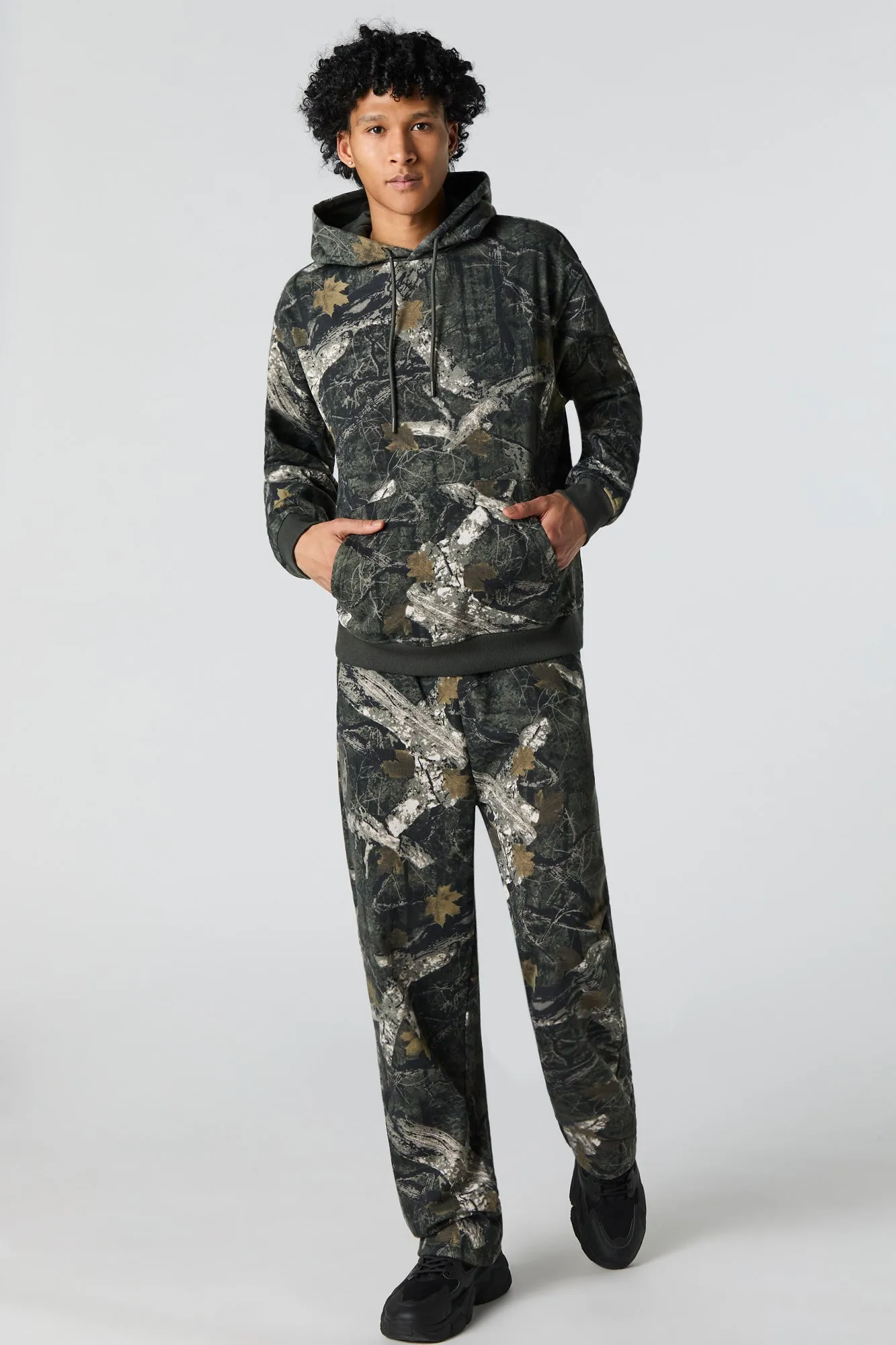 Camo Print Fleece Hoodie sold by Urban Planet product image thumbnail 3