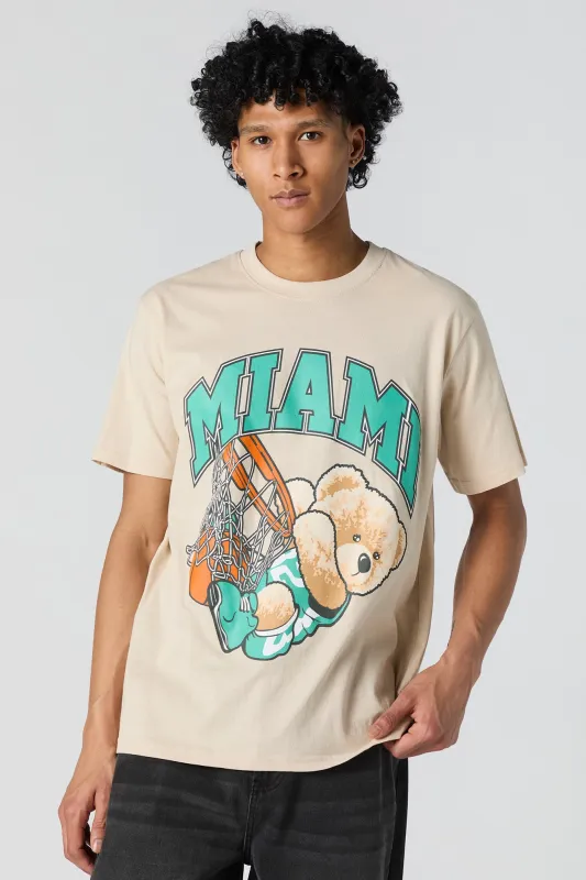 T-shirt à imprimé Miami Basketball Bear sold by Urban Planet
