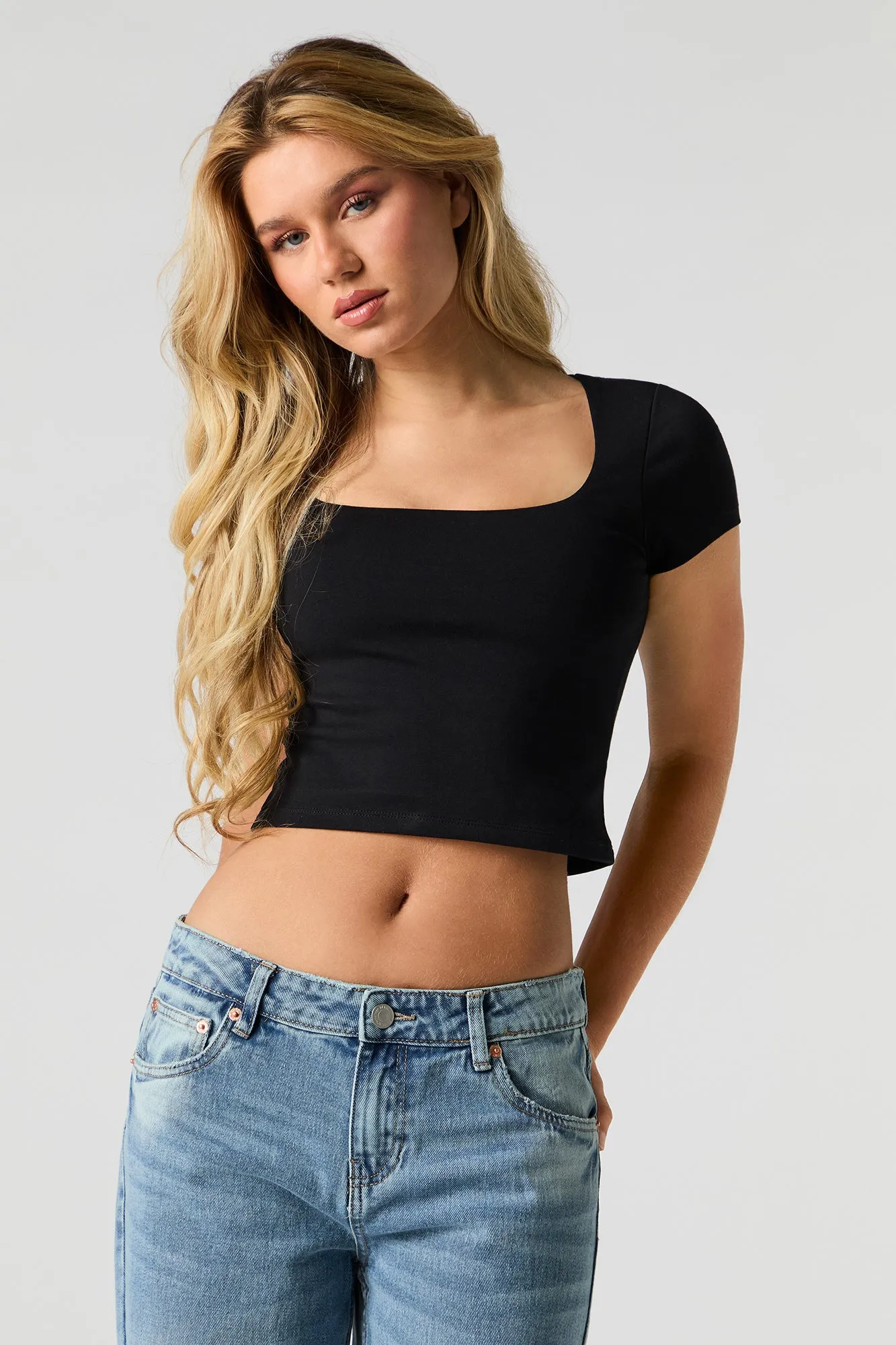 Cropped Square Neck T-Shirt sold by Urban Planet product image thumbnail 4