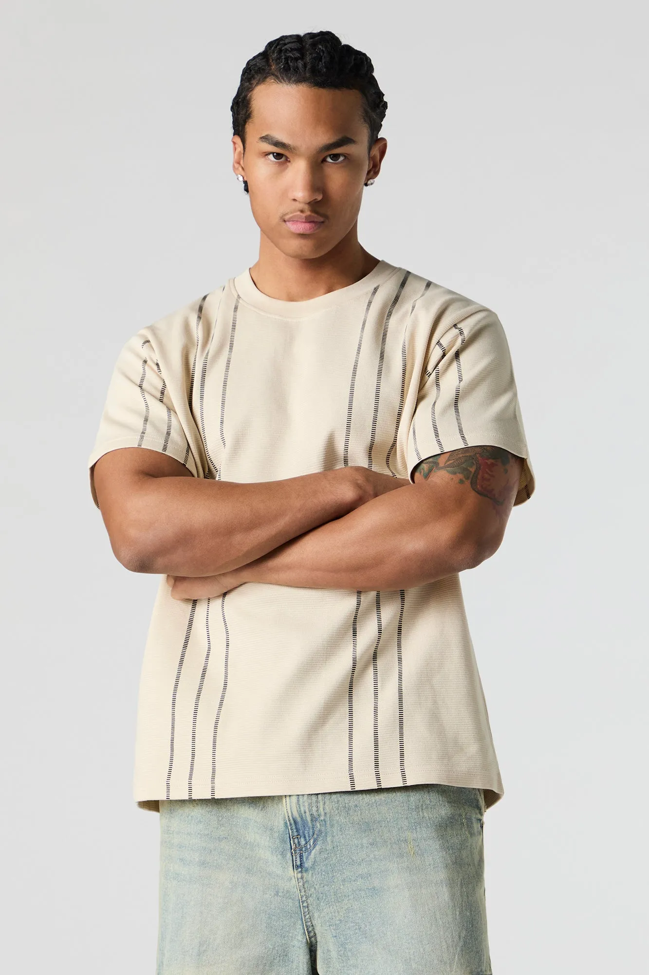 T-shirt rayé texturé sold by Urban Planet product image thumbnail 4