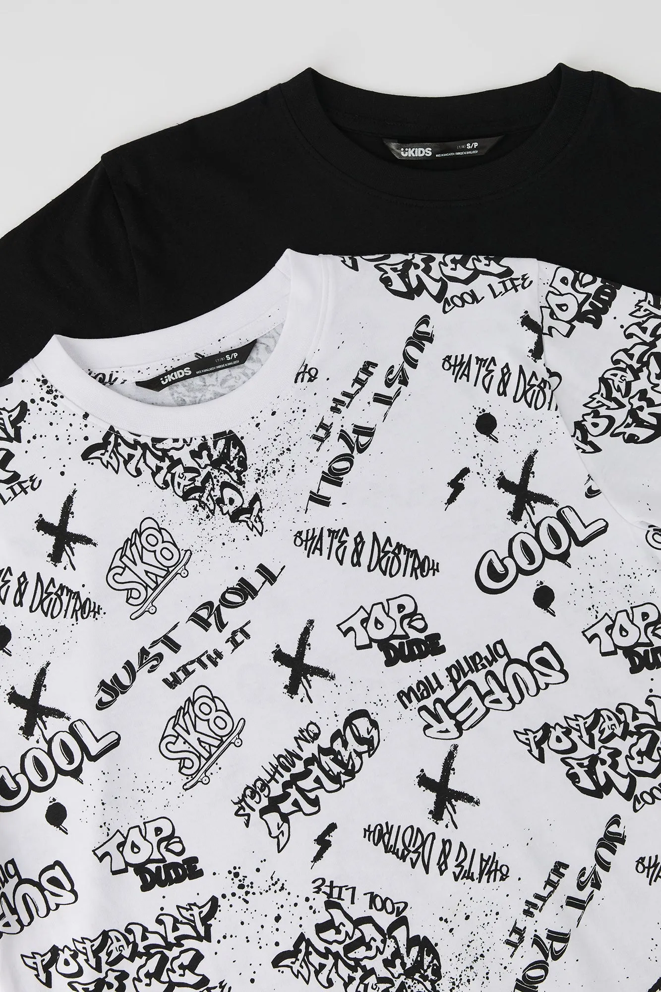 Boys Graffiti Print & Solid T-Shirt (2 Pack) sold by Urban Planet