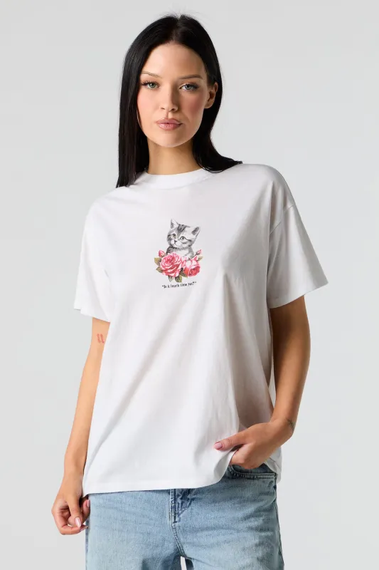 T-shirt de coupe garçonne à imprimé Kitty sold by Urban Planet