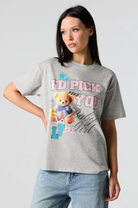 T-shirt de coupe garçonne à imprimé Teddy Bear sold by Urban Planet