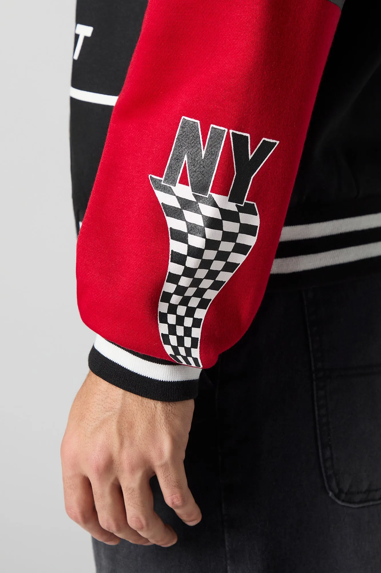 NY Racing Chenille Embroidered Varsity Jacket sold by Urban Planet product image thumbnail 5