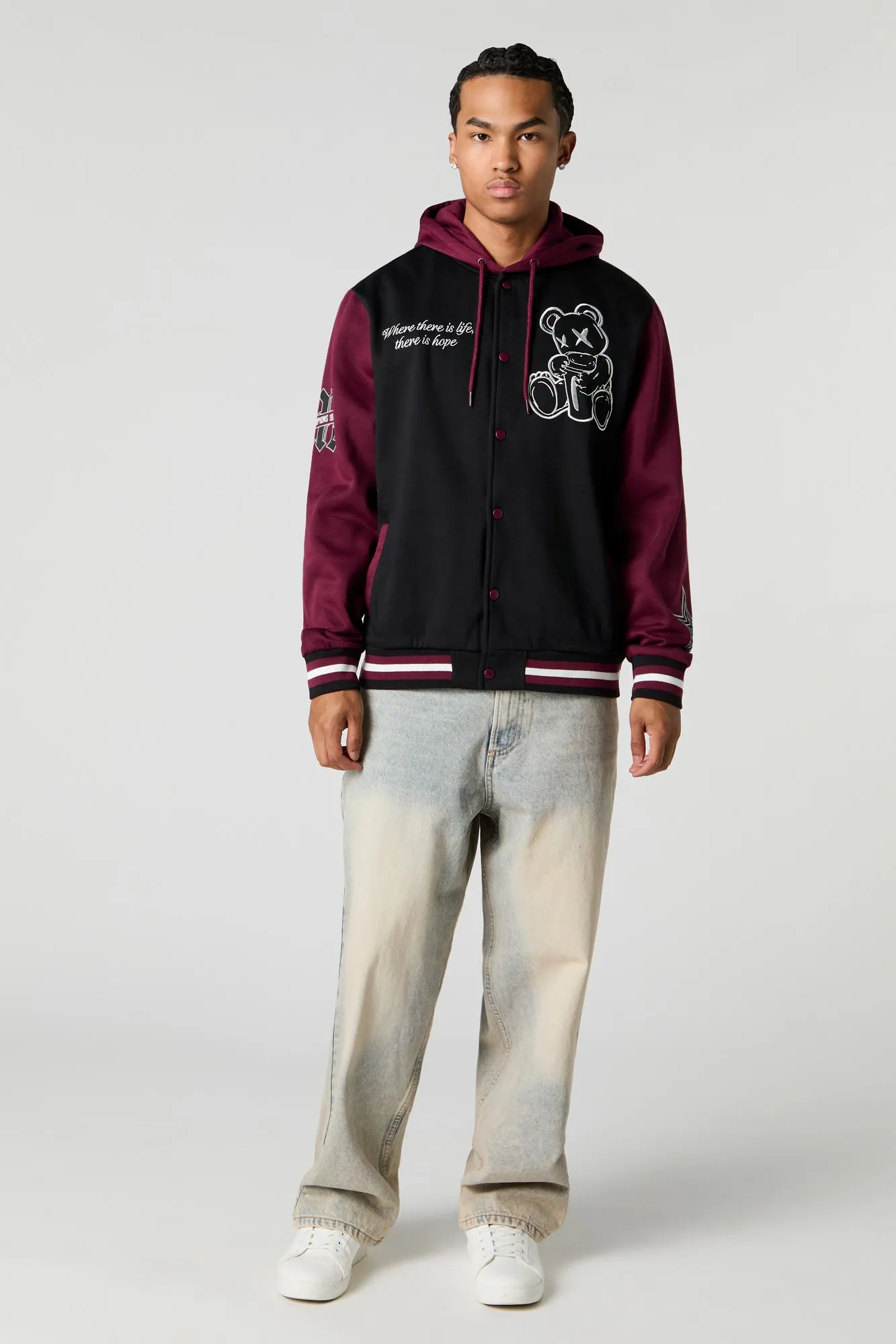 Teddy Embroidered Varsity Jacket sold by Urban Planet product image thumbnail 4