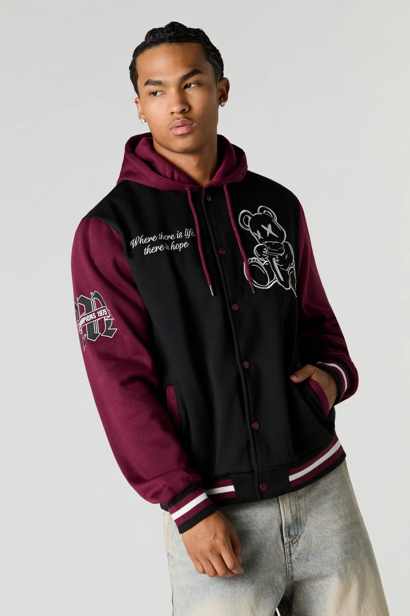 Teddy Embroidered Varsity Jacket sold by Urban Planet product image thumbnail 2