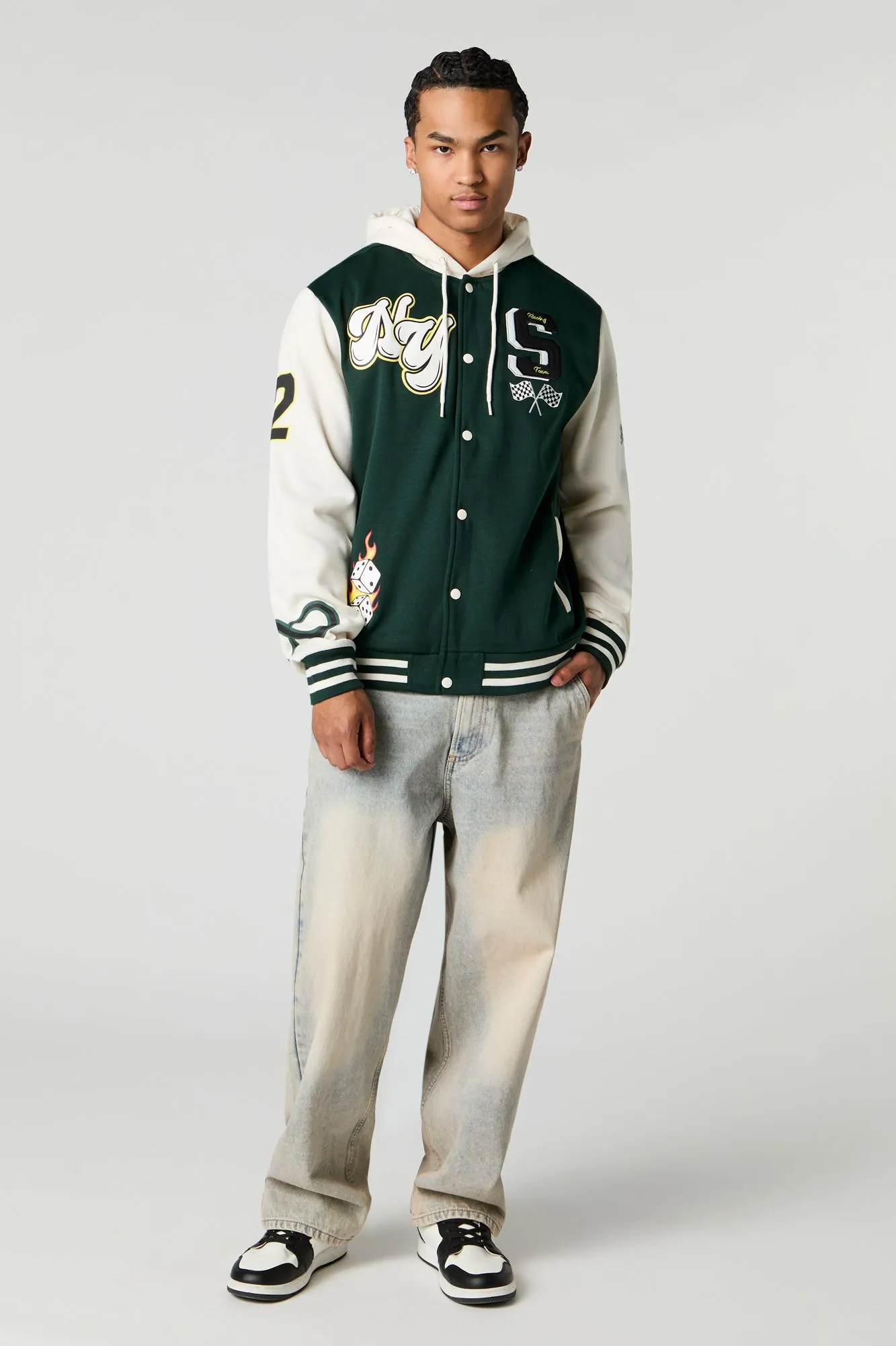 Blouson collégien à broderie en chenille de sergé S Racing Team sold by Urban Planet product image thumbnail 3