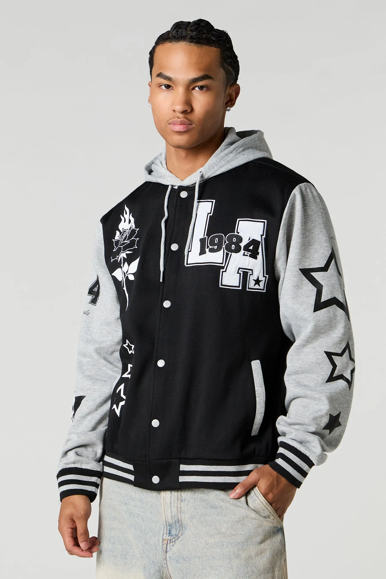 LA 1984 Twill Embroidered Varsity Jacket sold by Urban Planet