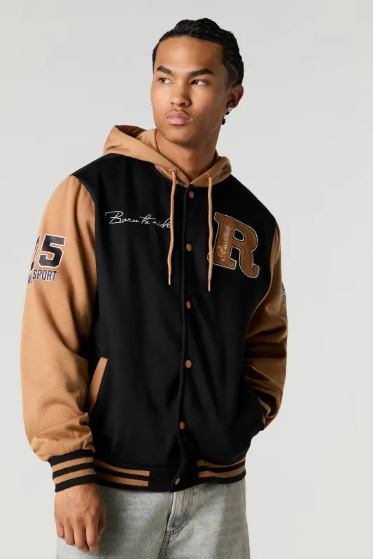 Race Team Chenille Embroidered Varsity Jacket sold by Urban Planet