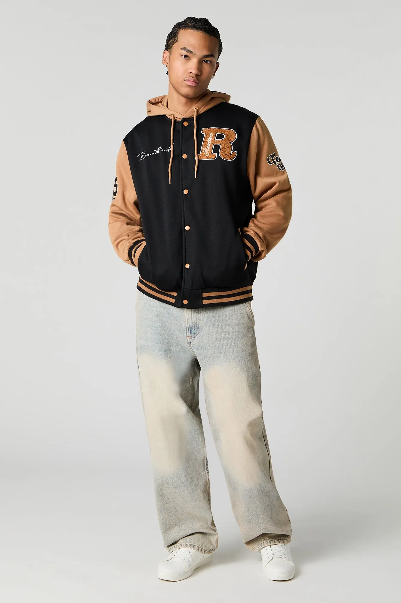 Blouson collégien à broderie en chenille Race Team sold by Urban Planet product image thumbnail 3