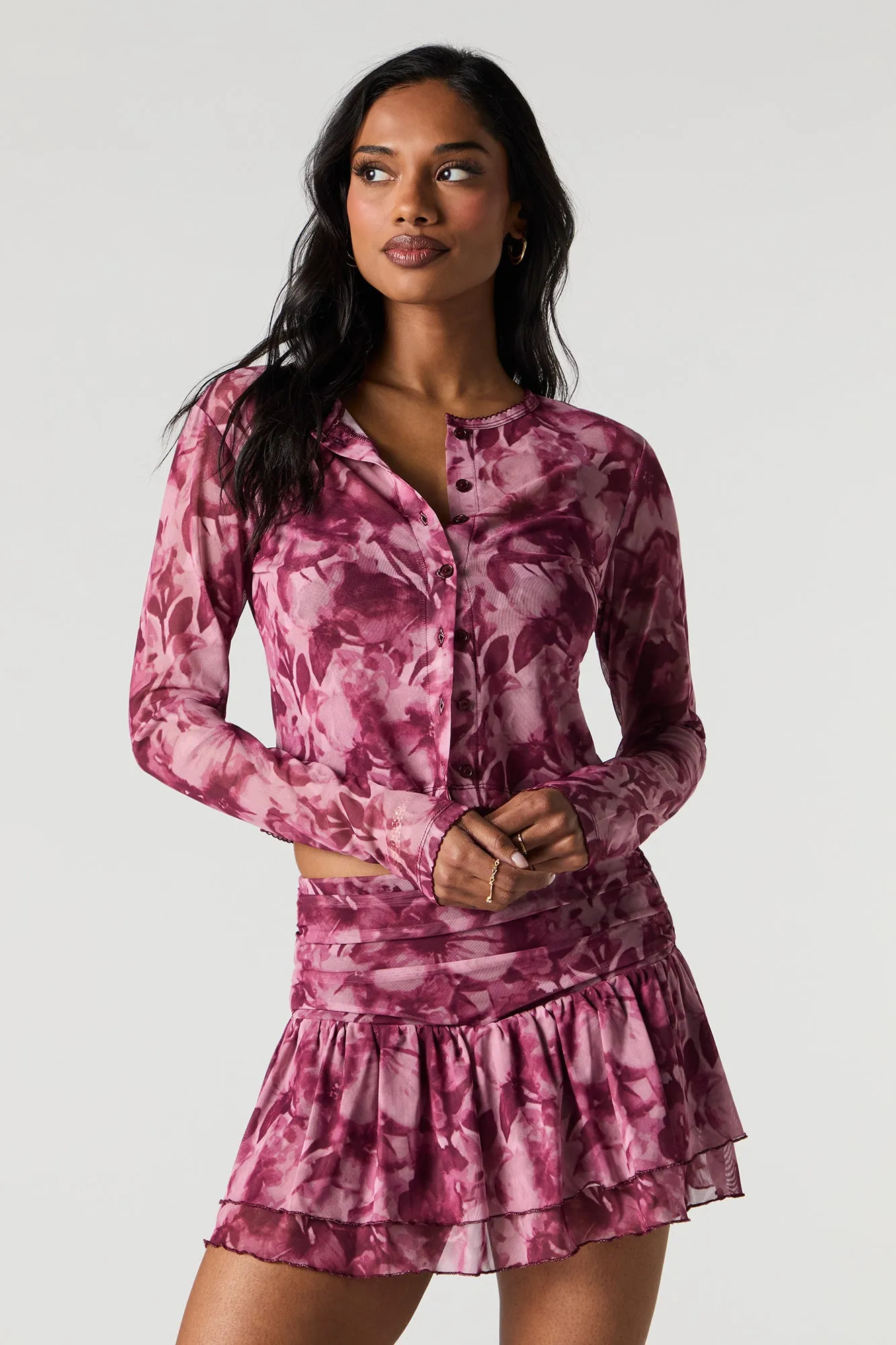 Mesh Button-Up Cardigan sold by Urban Planet product image thumbnail 4