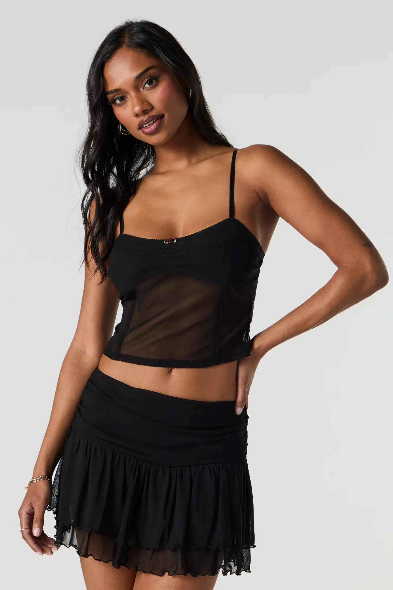 Camisole courte en filet avec rosette sold by Urban Planet product image thumbnail 5