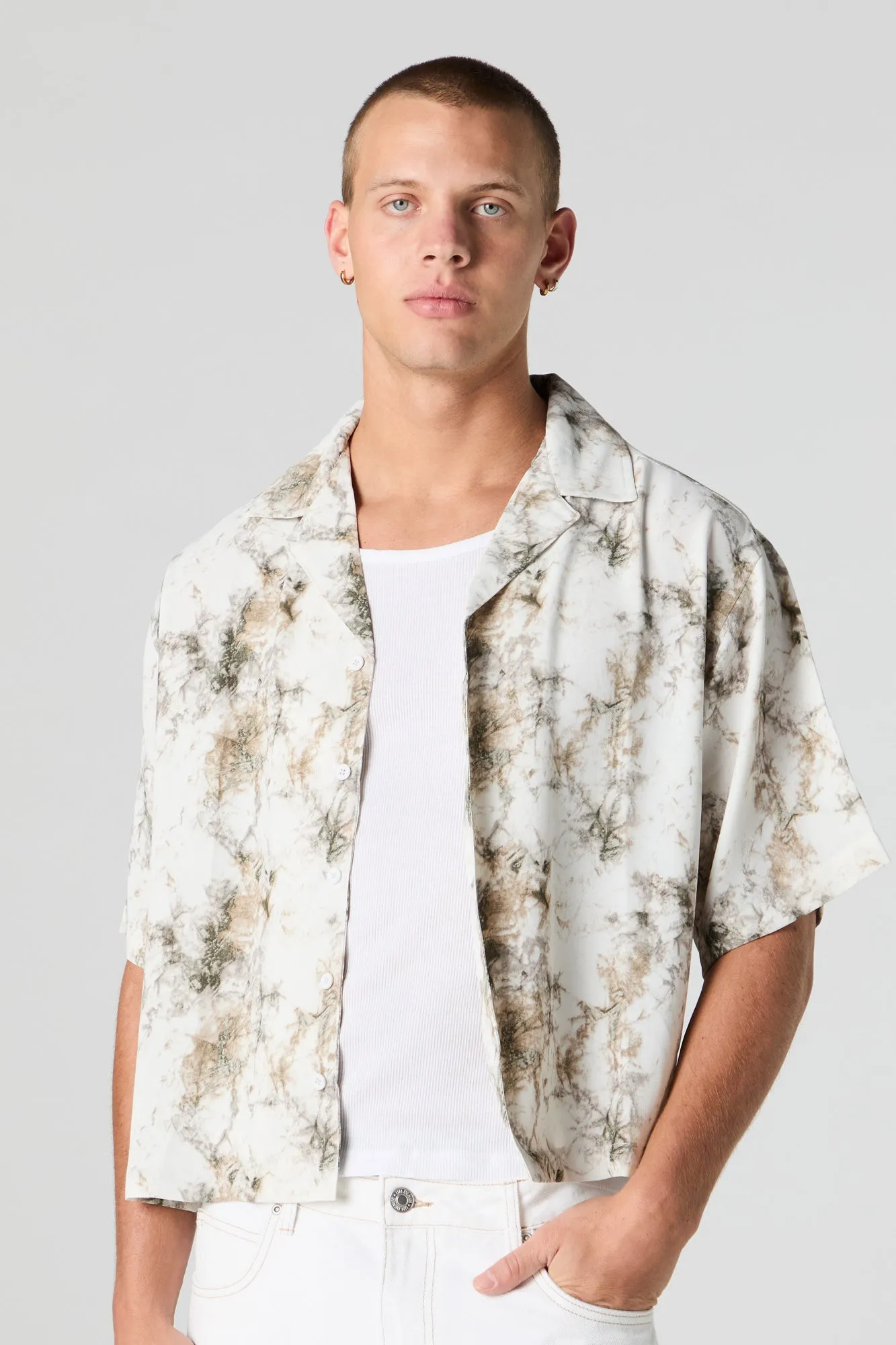 Printed Boxy Short Sleeve Button-Up Top sold by Urban Planet product image thumbnail 4