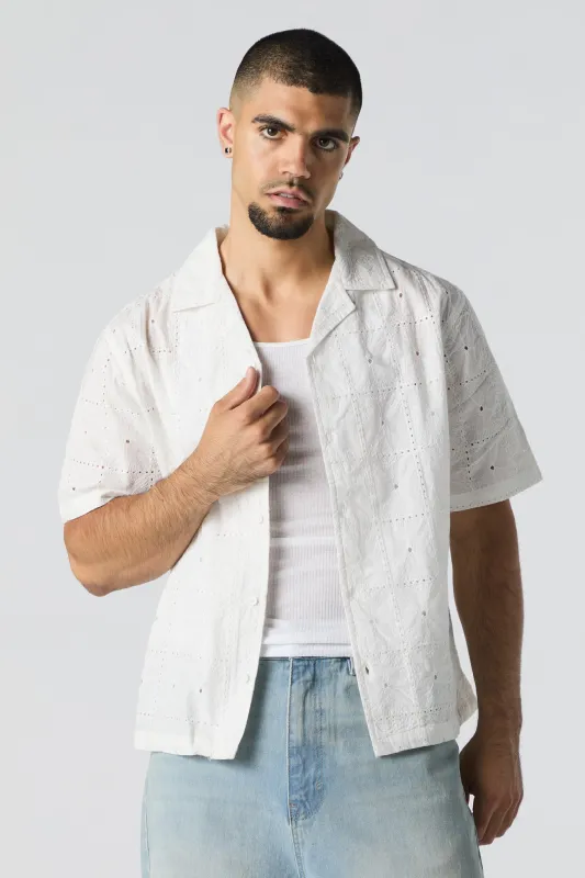 Floral Embroidered Button-Up Top sold by Urban Planet