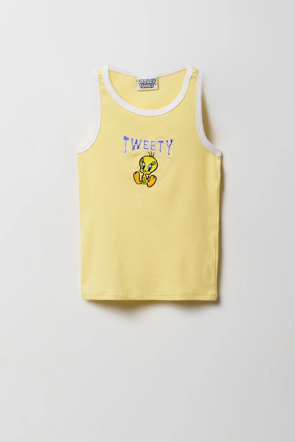 Girls Tweety Bird Embroidered Ribbed Tank sold by Urban Planet