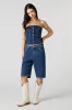 Button Front Denim Tube Top sold by Urban Planet