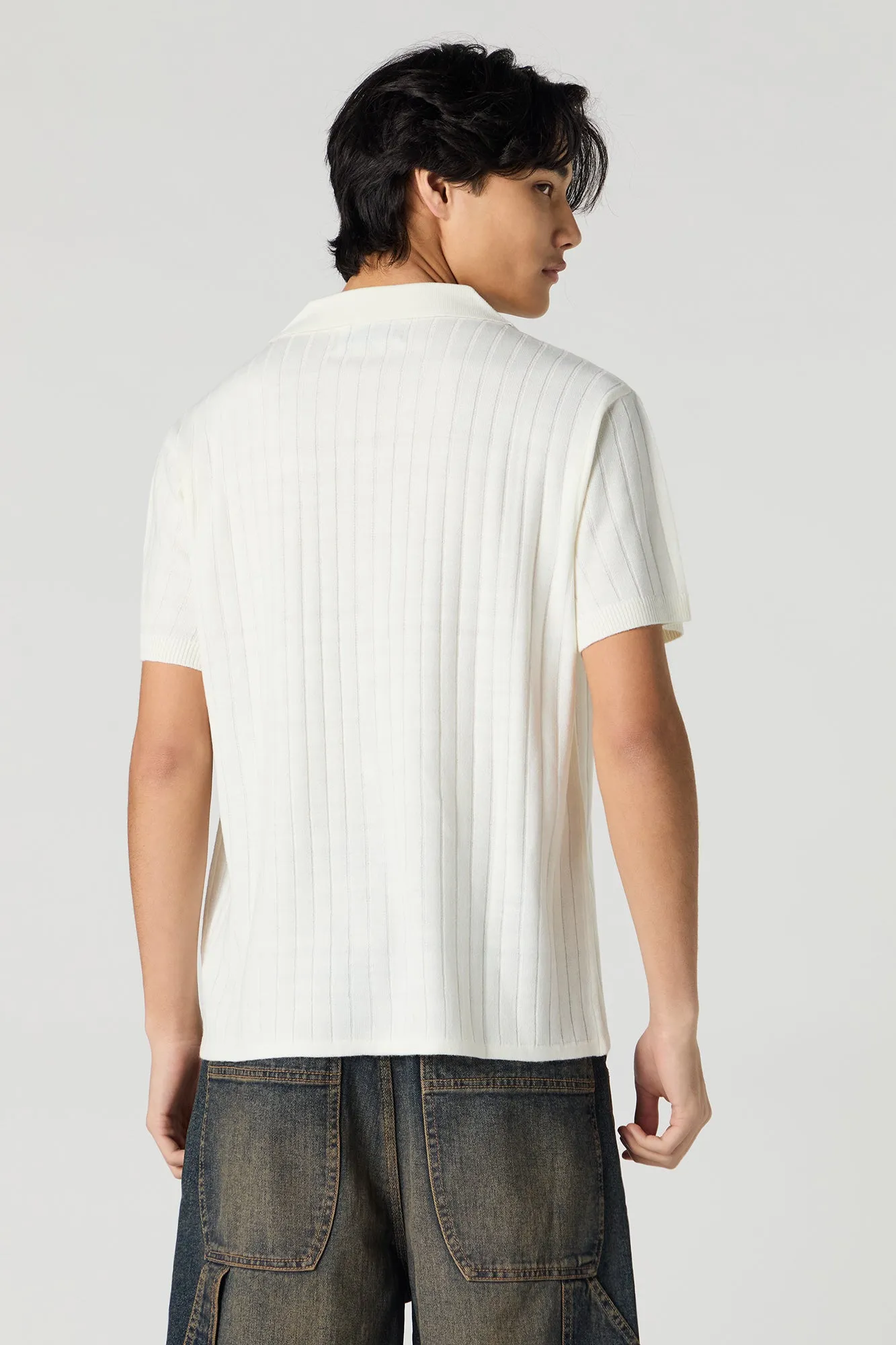 Wide Ribbed Knit Button-Up Top sold by Urban Planet product image thumbnail 5