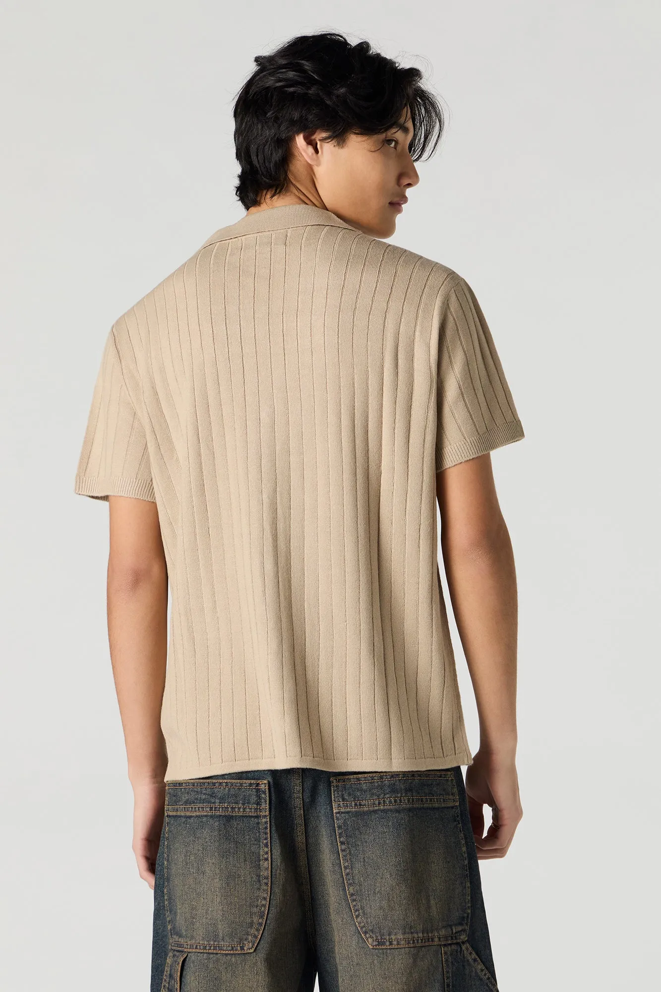 Wide Ribbed Knit Button-Up Top sold by Urban Planet product image thumbnail 2