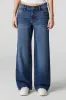 Jean rigide taille basse à jambe large lavé foncé sold by Urban Planet