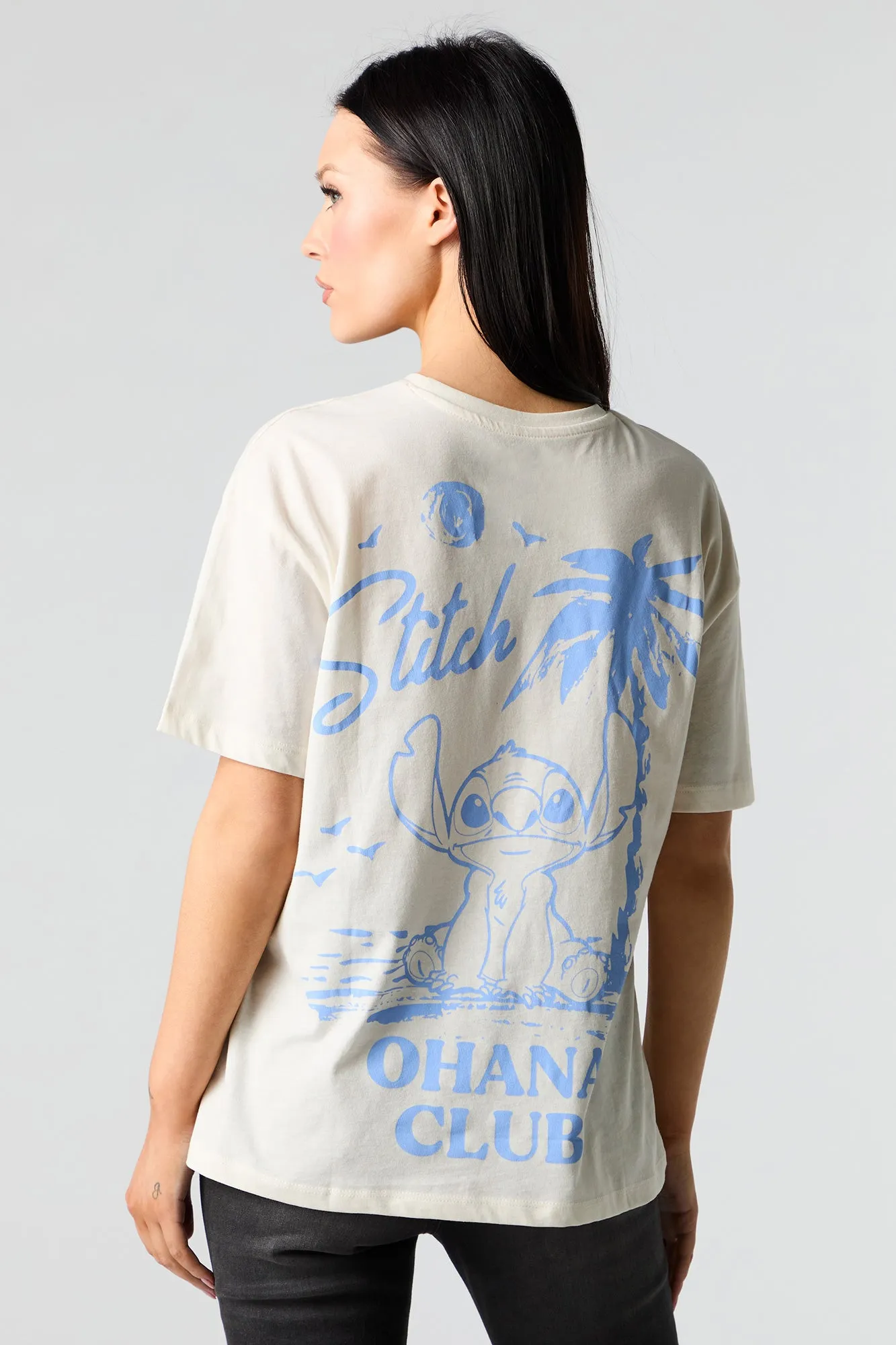 T-shirt de coupe garçonne à imprimé Stitch Ohana Club sold by Urban Planet