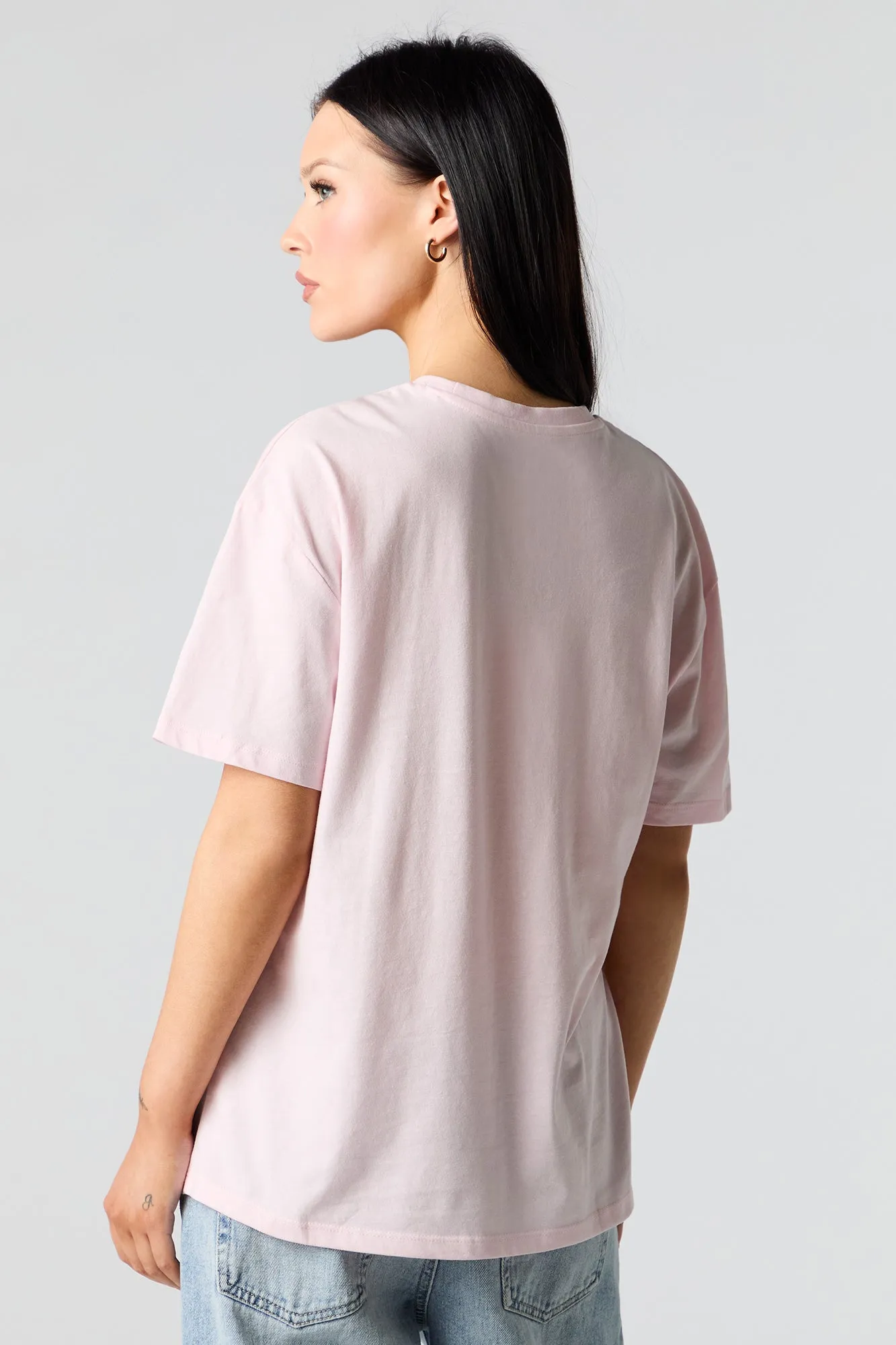 Stitch & Angel Graphic Pink Boyfriend T-Shirt sold by Urban Planet product image thumbnail 2