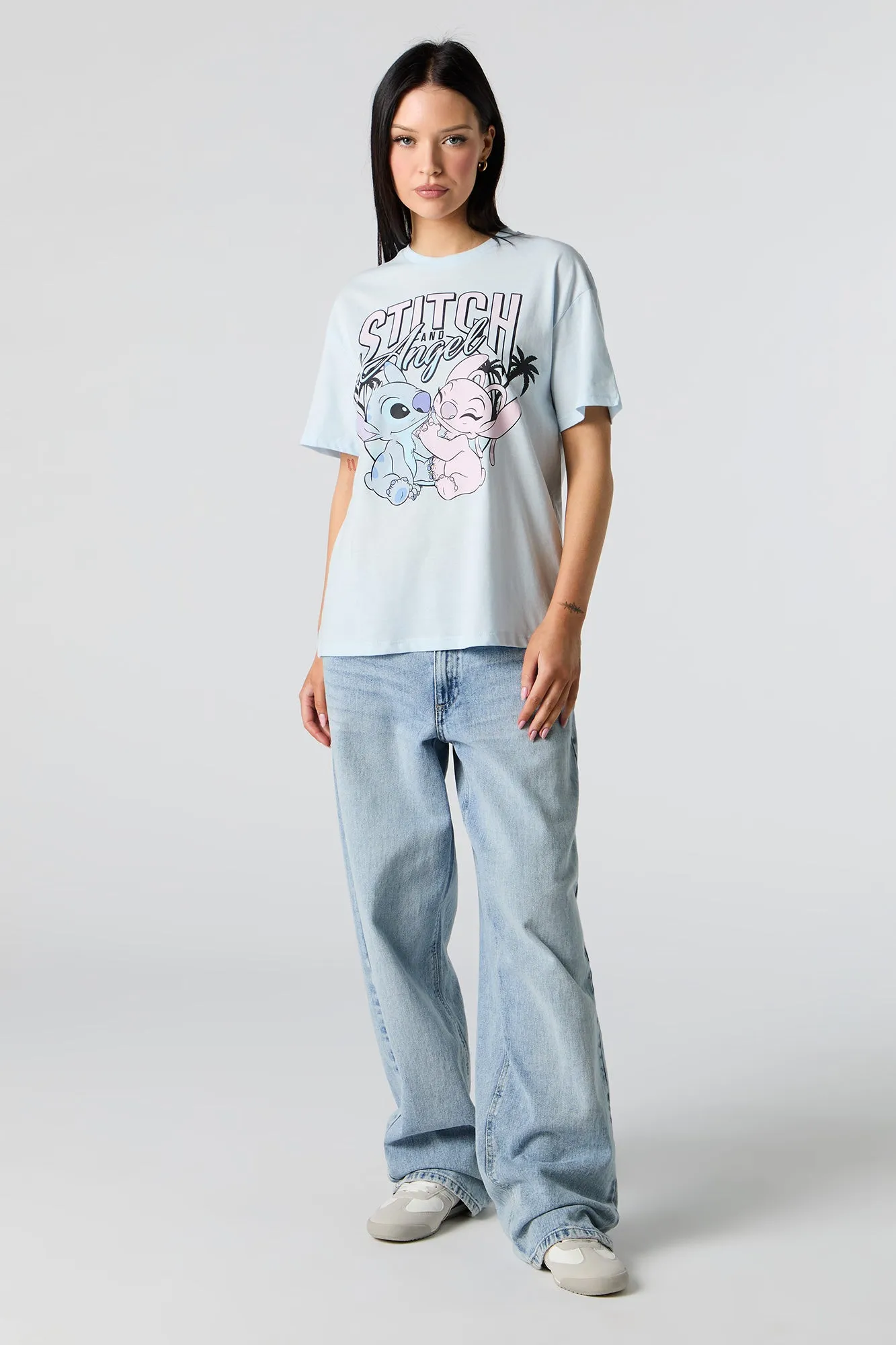 T-shirt de coupe garçonne à imprimé Stitch & Angel sold by Urban Planet product image thumbnail 3