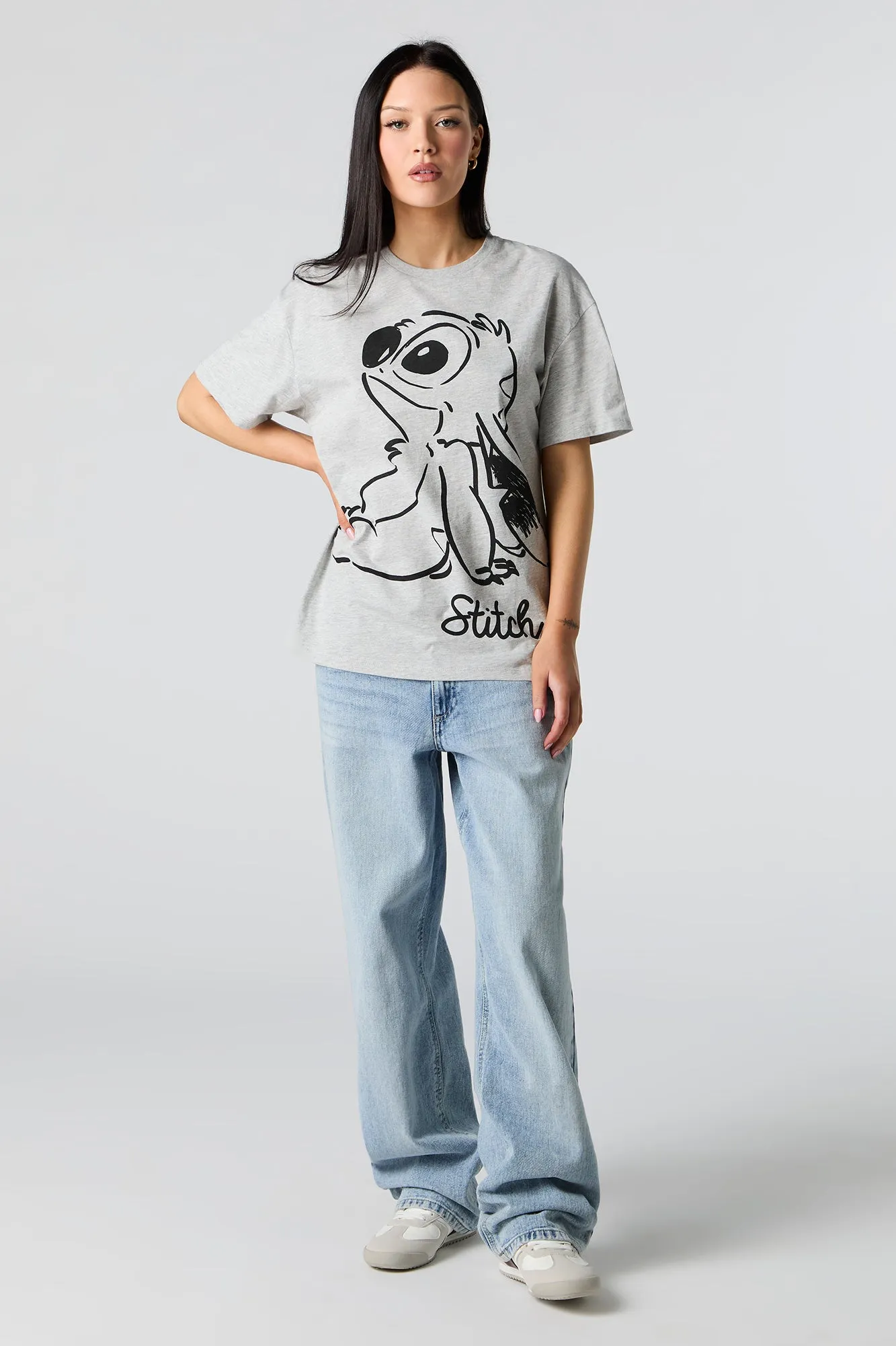 T-shirt de coupe garçonne à imprimé Stitch Sketch sold by Urban Planet product image thumbnail 3