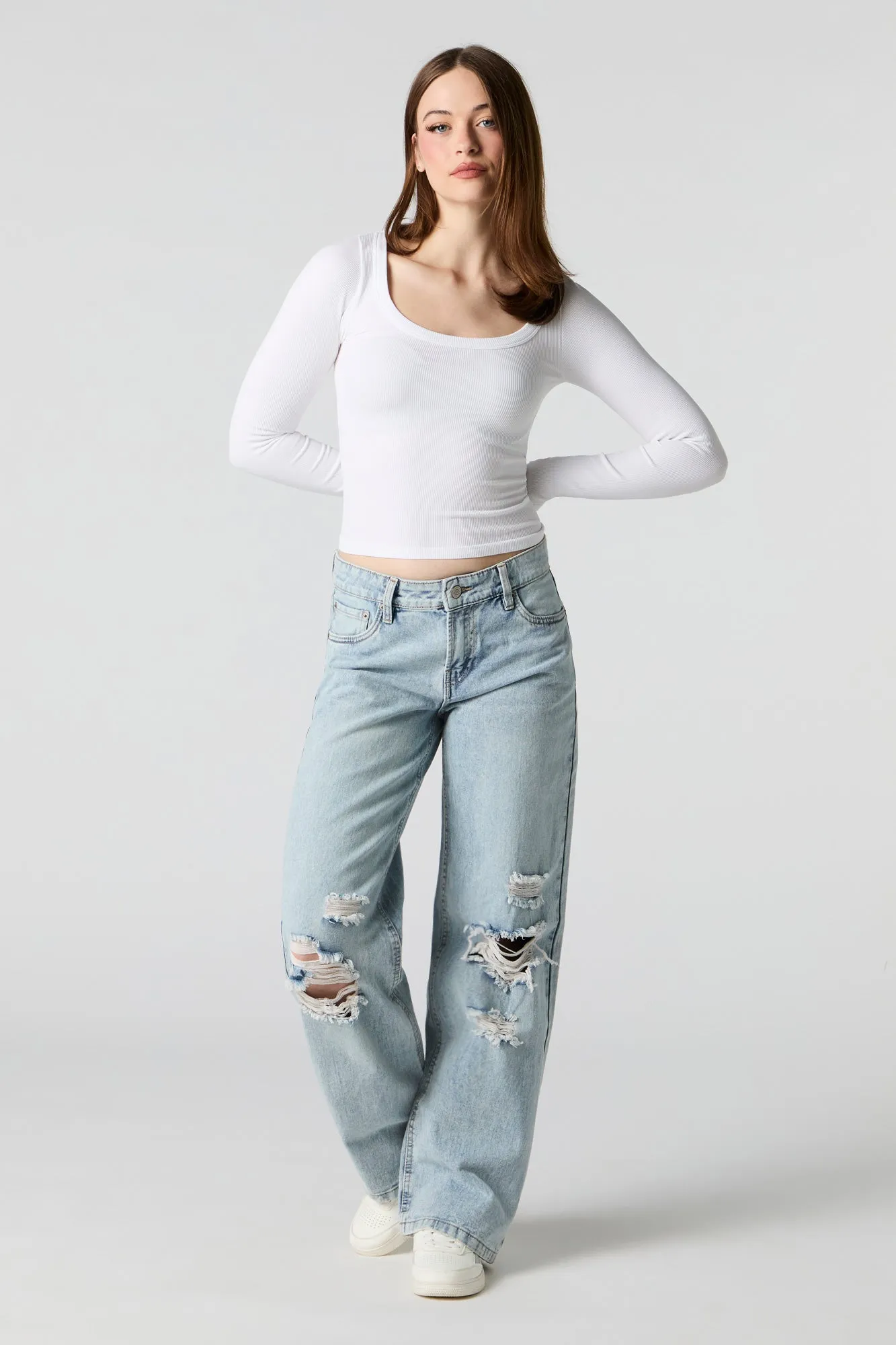 Ripped Low Rise Skater Light Jean sold by Urban Planet