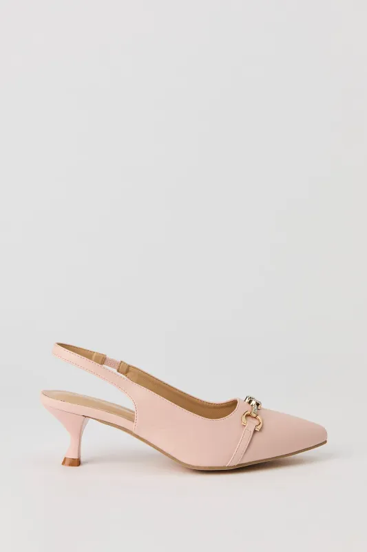 Rhinestone Pointed Toe Slingback Kitten Heel sold by Urban Planet