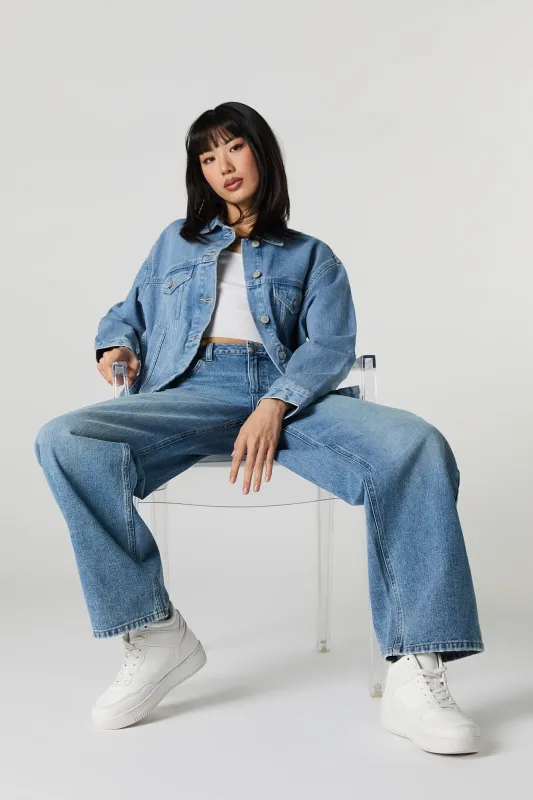 Jean baggy délavé moyen à taille basse made by Stitches