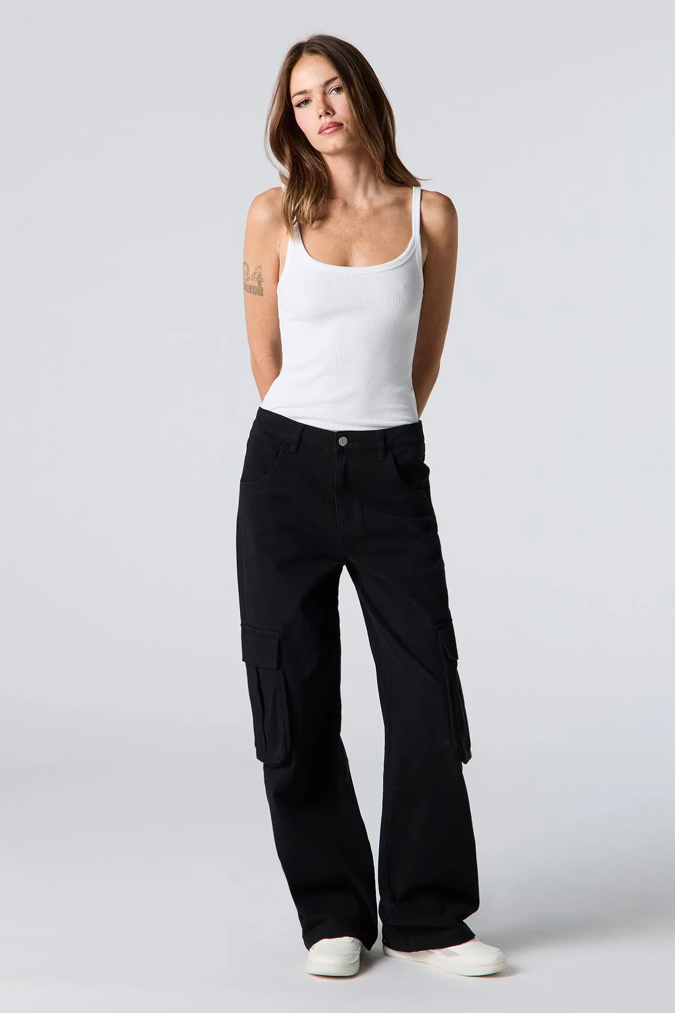 Pantalon cargo à jambe large en denim sold by Urban Planet product image thumbnail 4