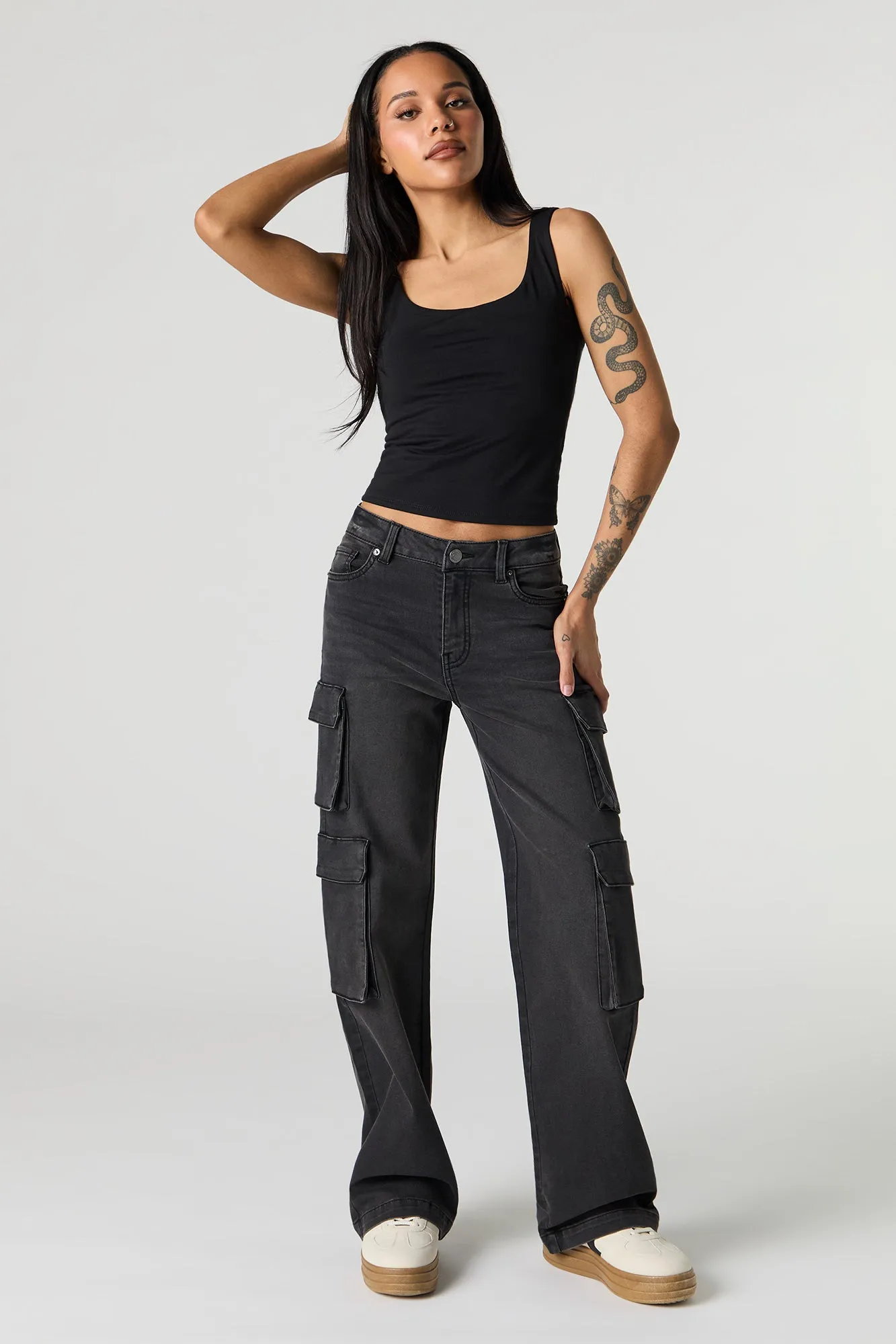 Jean cargo mi-taille avec poches multiples sold by Urban Planet product image thumbnail 5