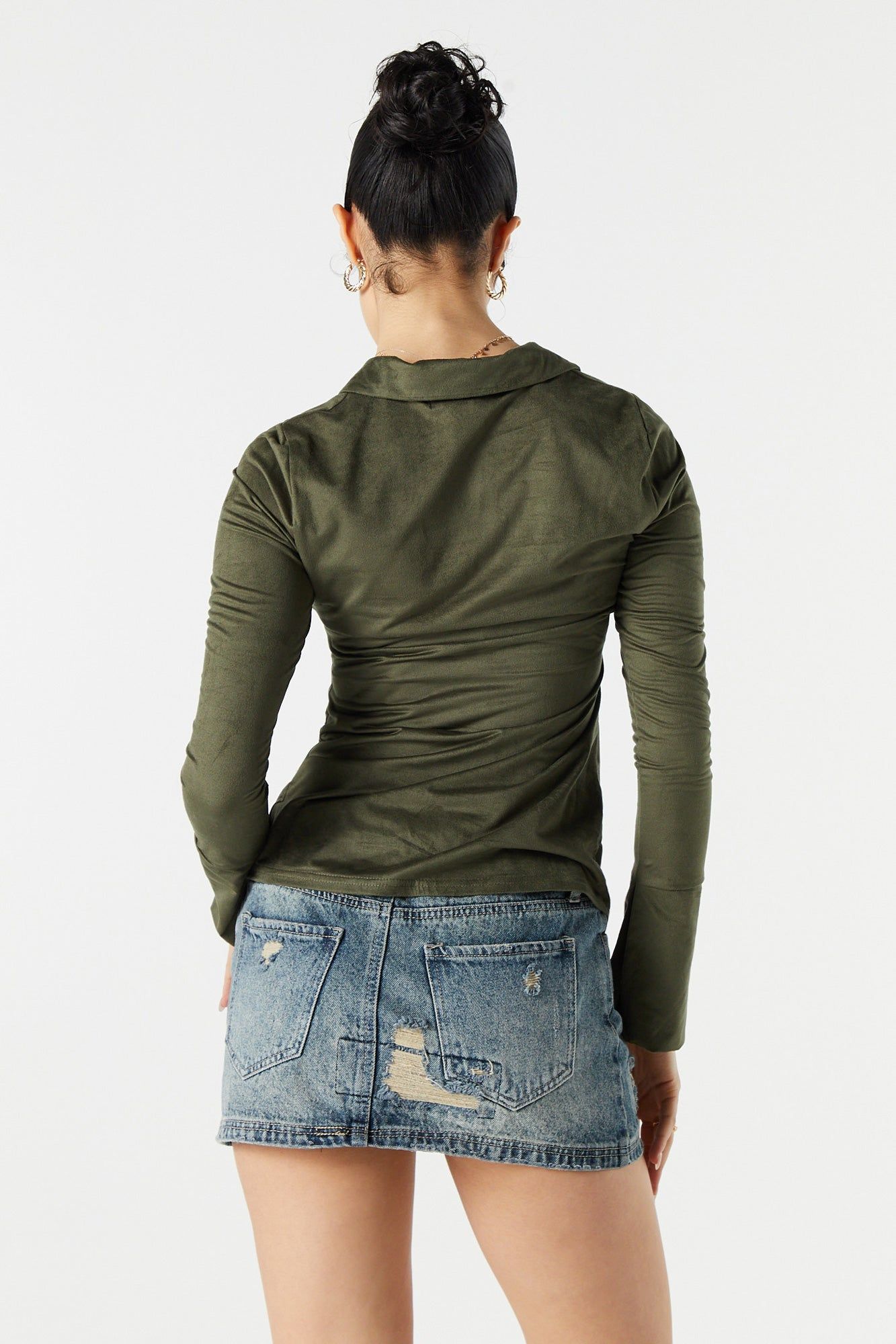 Collared Hook and Eye Long Sleeve Top sold by Urban Planet product image thumbnail 2