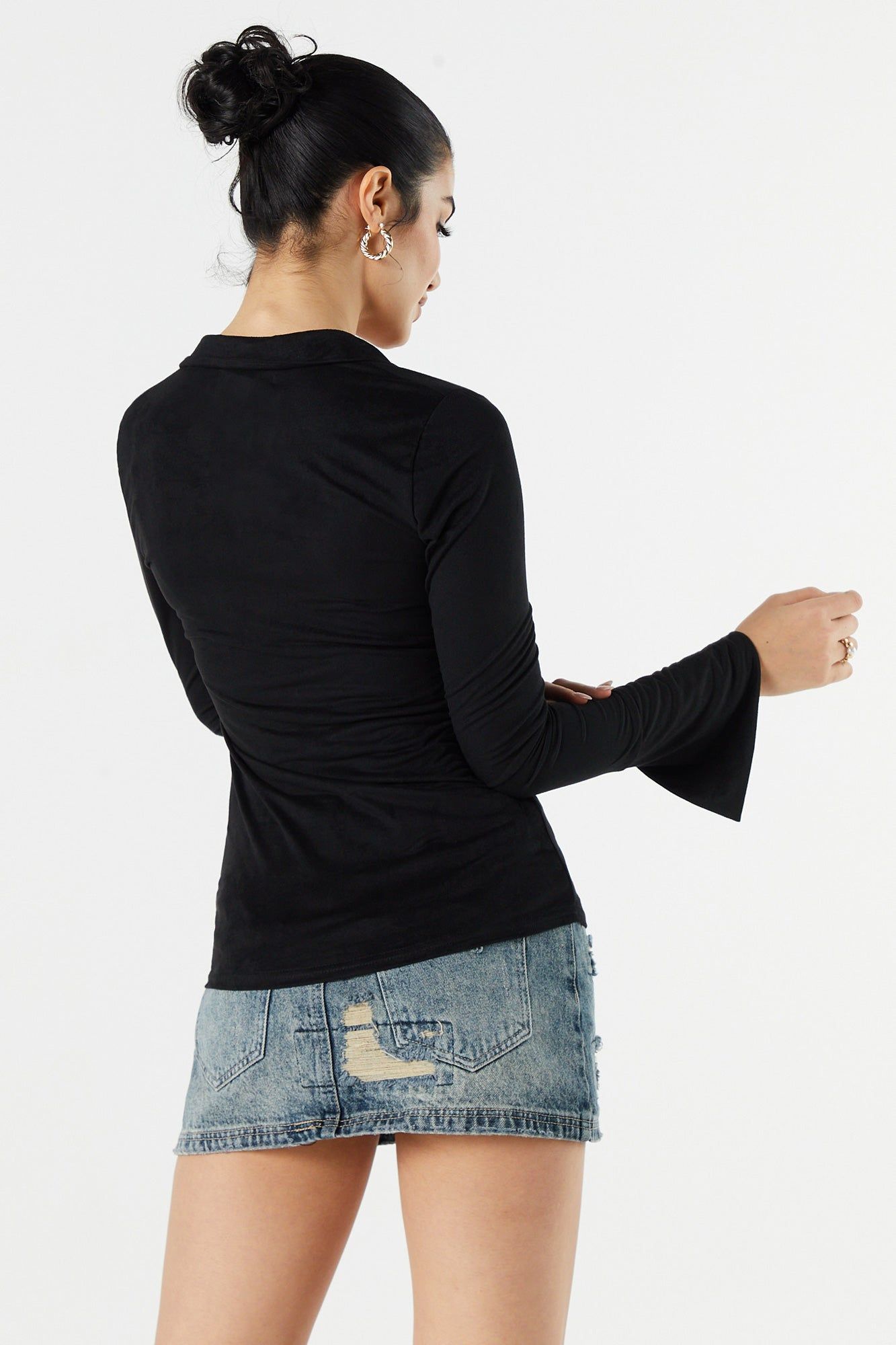 Collared Hook and Eye Long Sleeve Top sold by Urban Planet product image thumbnail 5