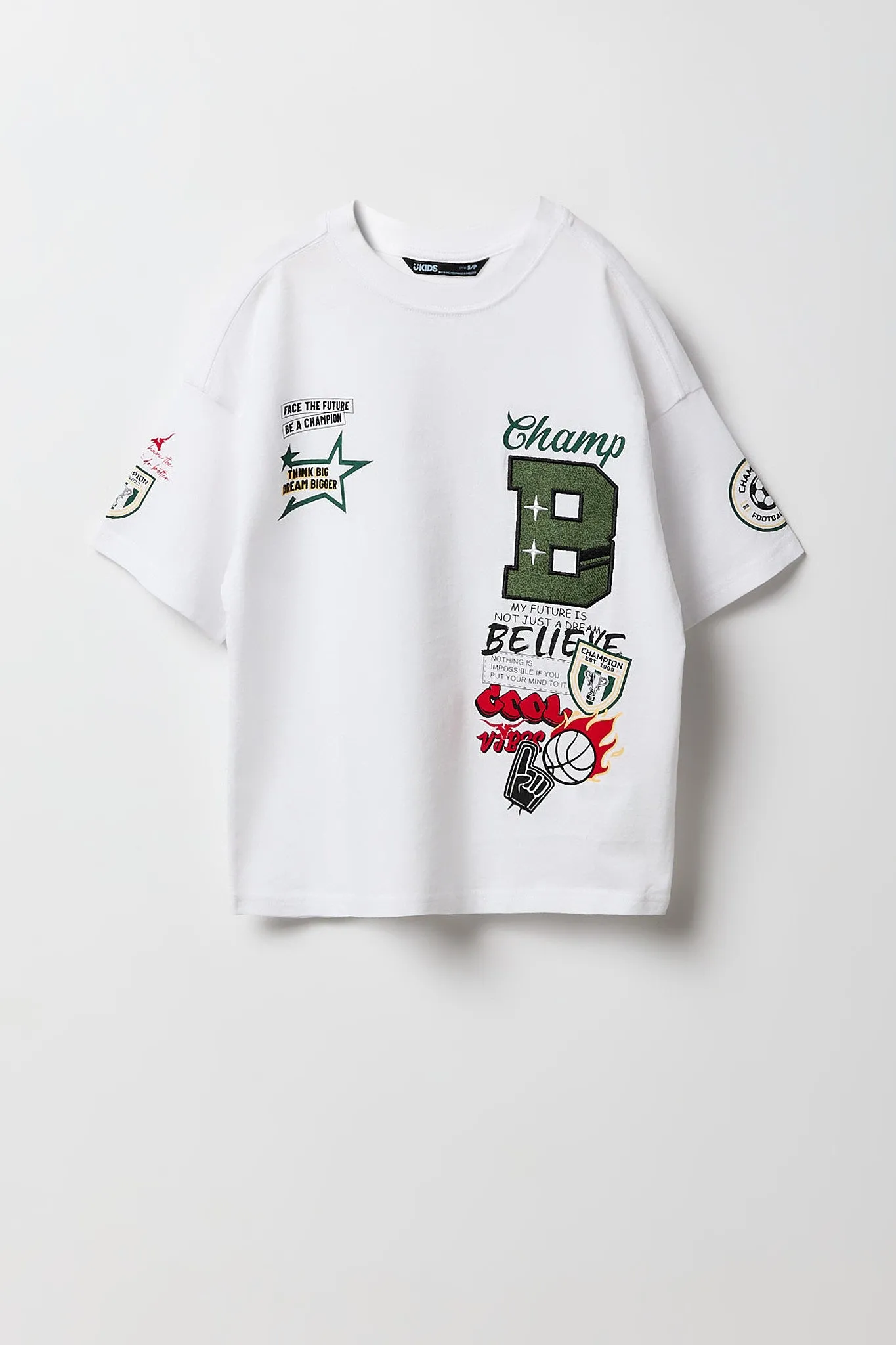 Boys B Chenille Embroidered Graphic T-Shirt sold by Urban Planet